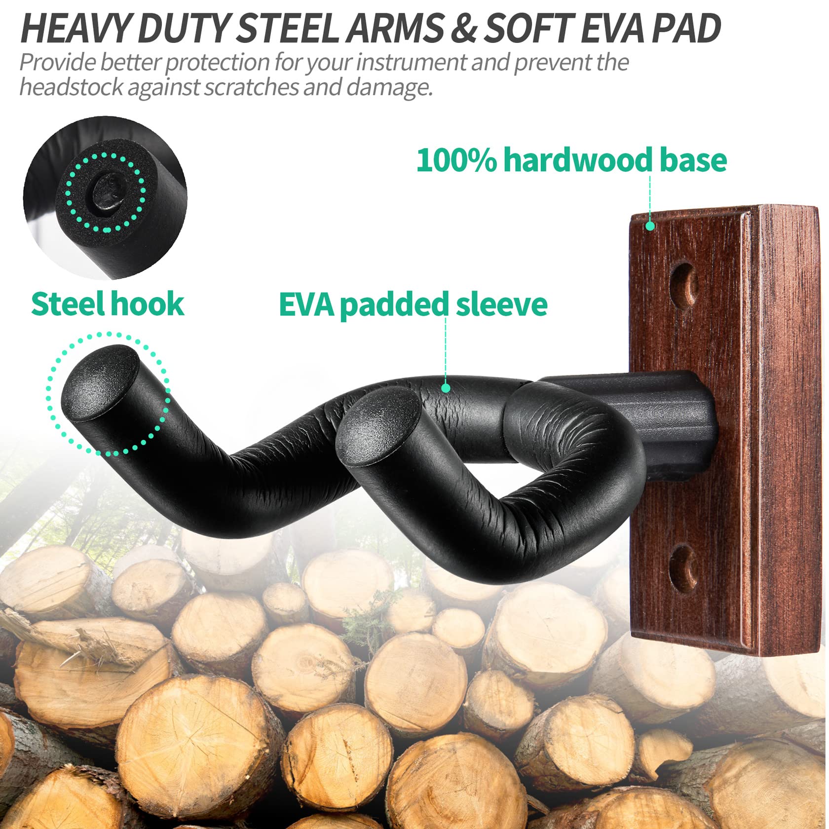 Wogod Guitar Wall Mount Guitar Hanger Wall Holder   Guitar Wall Hangers Wall Hook Stand For Acoustic Electric Guitars Bass Ukule