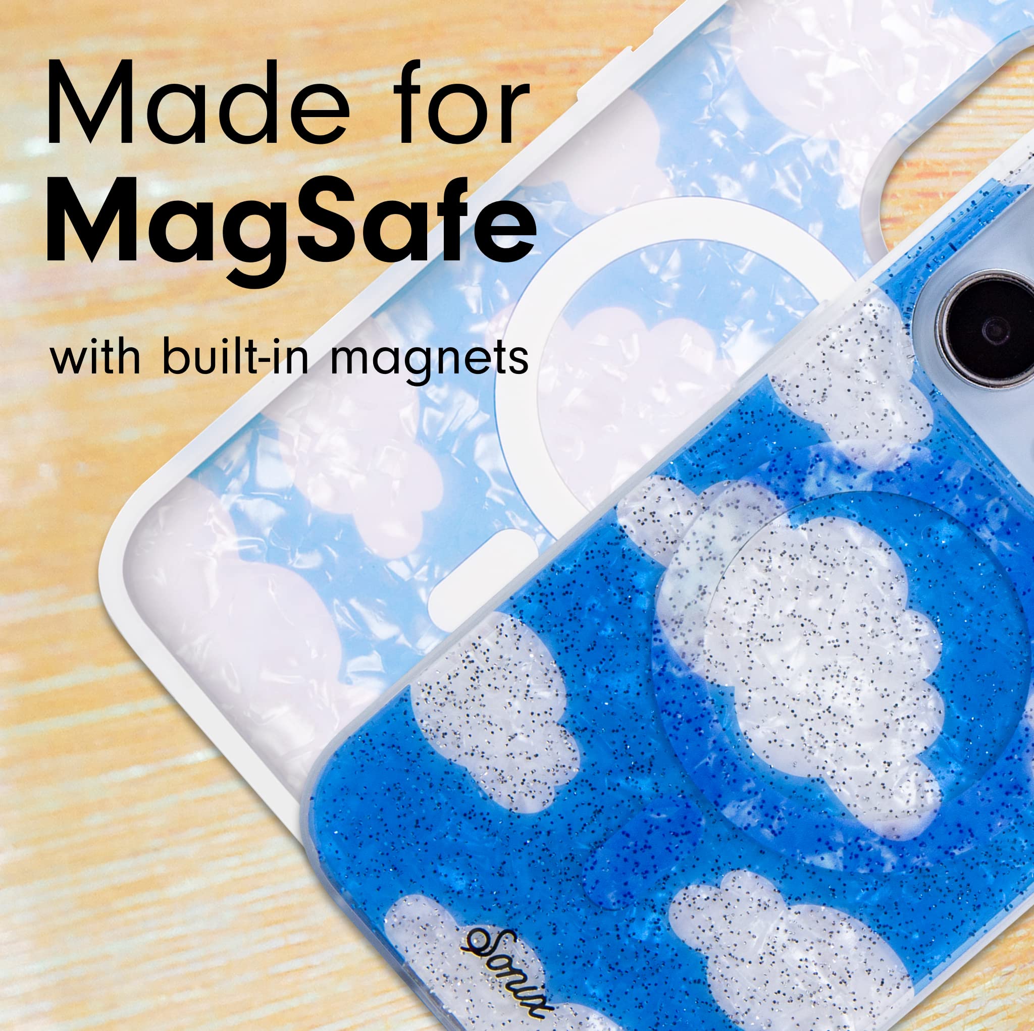 Sonix Case For Iphone 14 Pro | Compatible With Magsafe | 10Ft Drop Tested | Glitter Day Dream Clouds
