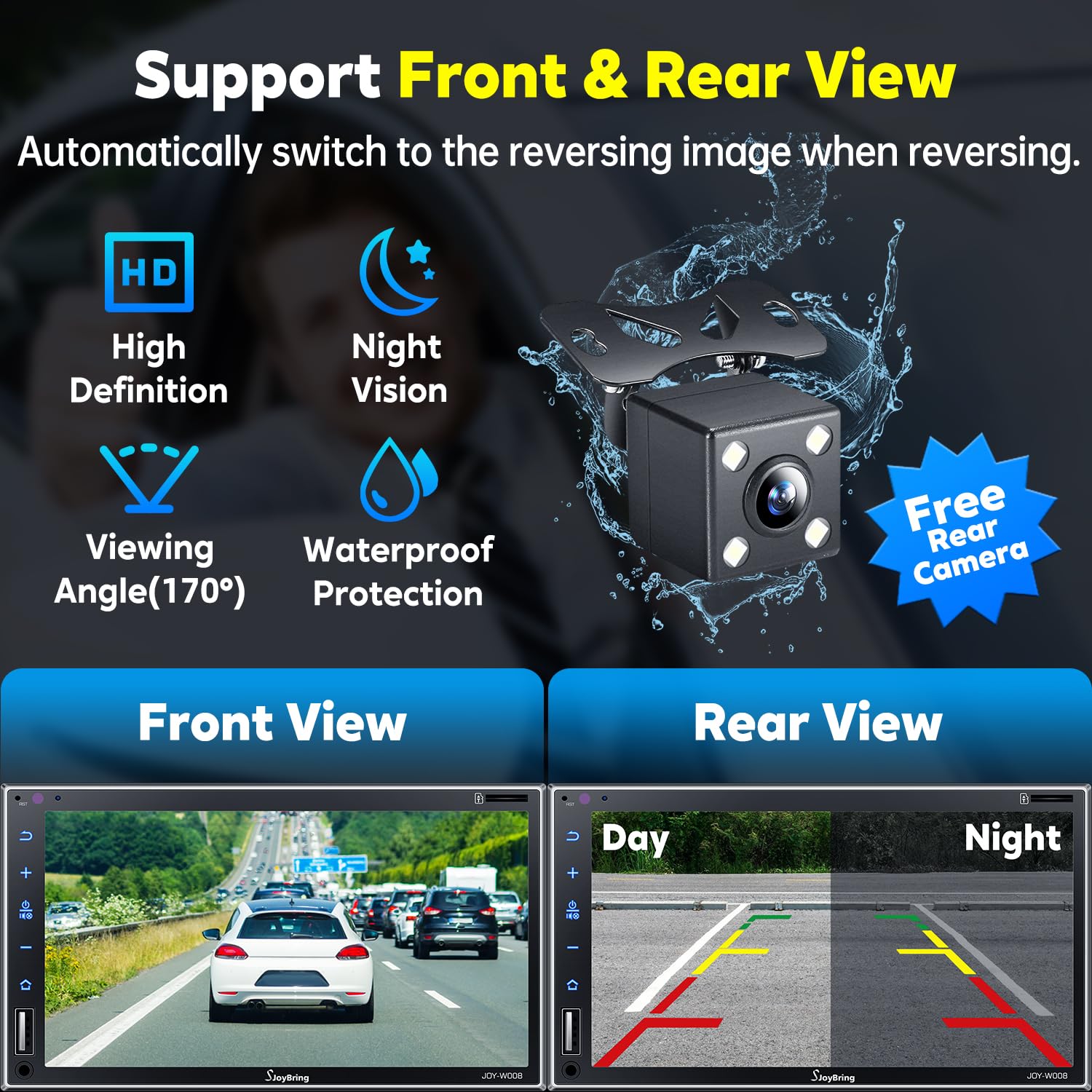 Double Din Car Stereo With Wireless Apple Carplay, Android Auto, 7 Inch Full Hd Capacitive Touchscreen   Bluetooth, 4 Channel Rc