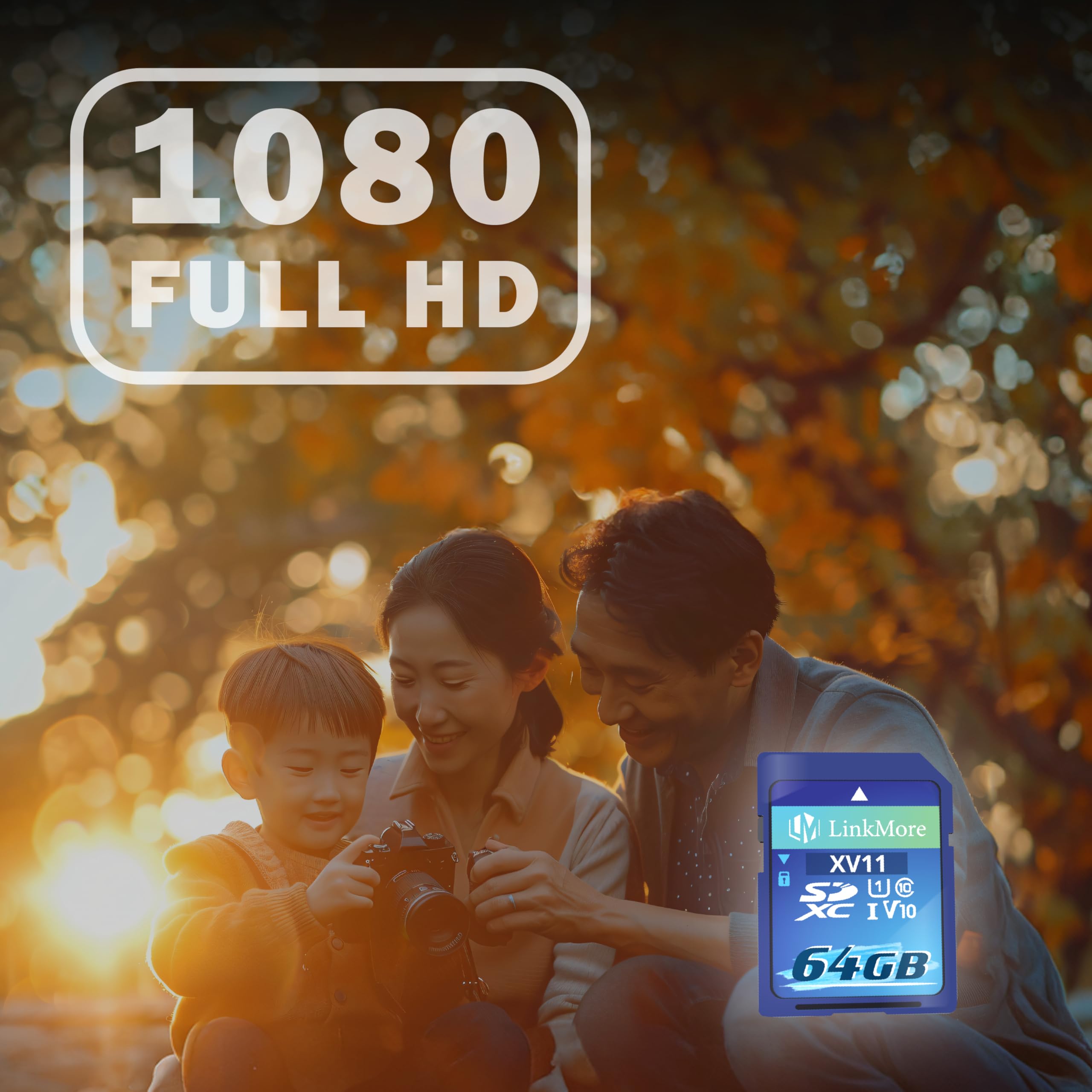 Linkmore Xv11 Sdxc Card 64Gb Compatible With Camera, Pc, Uhs I, U1, V10, Class 10, Read Speed Up To 98 Mb/S, Write Speed Up To 3