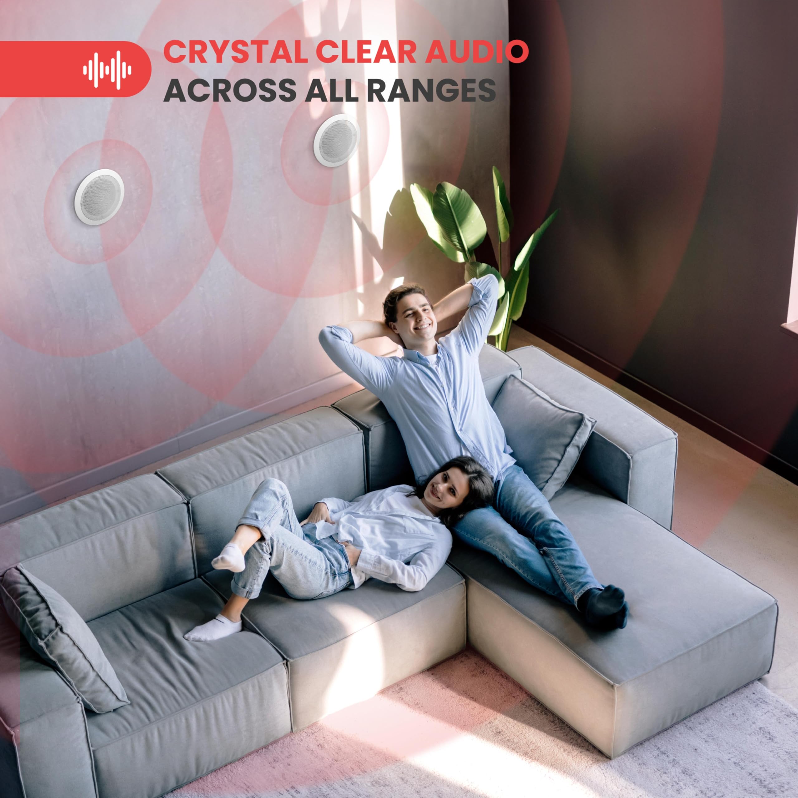 Pyle 6.5 Home In-Wall / In-Ceiling Speakers, 250W Peak Power, Dual Hi-Fi Stereo Sound, Pivoting Silk Dome Tweeter, Poly Cone M