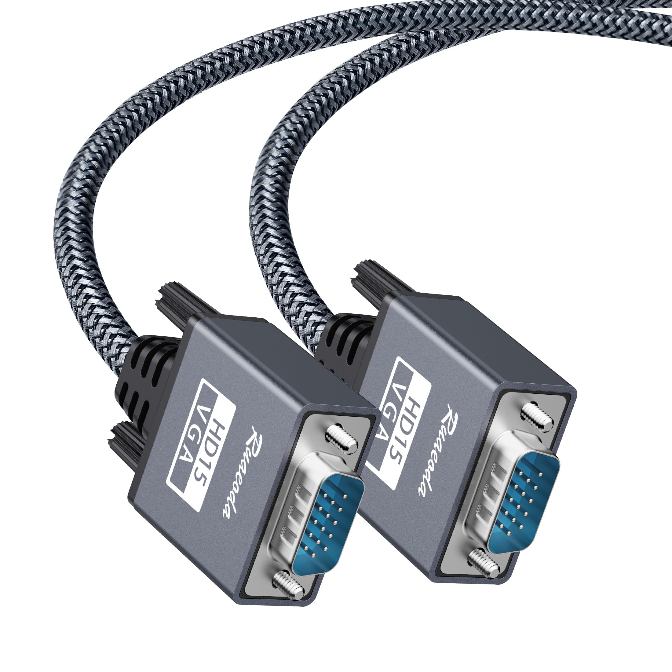 Ruaeoda Vga Cable,Vga To Vga Cable 6 Ft, Nylon Braided 15 Pin 1080P Full Hd Computer Monitor Cable Male To Male Vga Cord For Pc