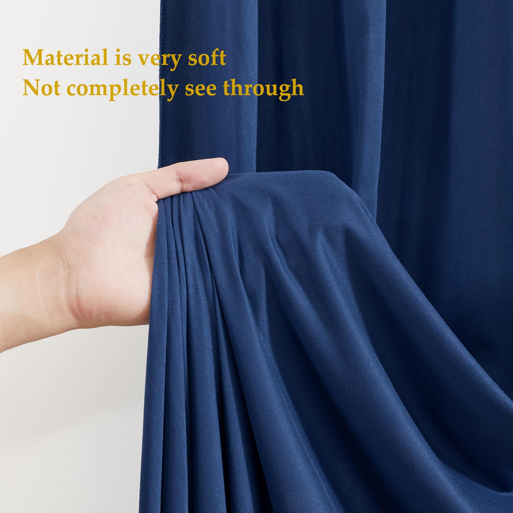 Navy Blue Backdrop Curtains For Parties, 8Ft X 10Ft Polyester Wrinkle Free Photography Backdrop Drapes For Birthday Baby Shower