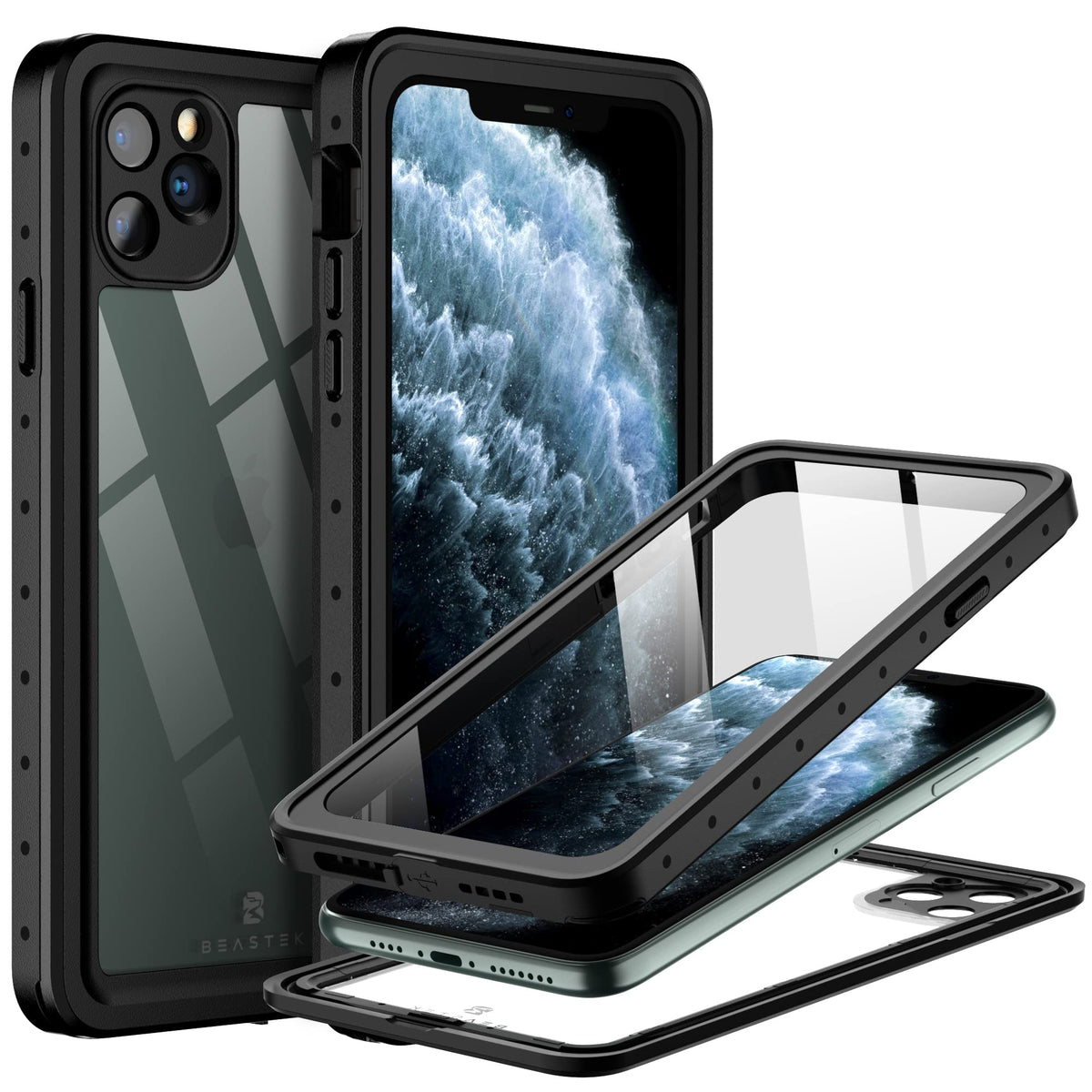 Beastek For Apple Iphone 11 Pro Max Waterproof Case, Nre Series Shockproof Underwater Ip68 Case With Built In Screen Protector F