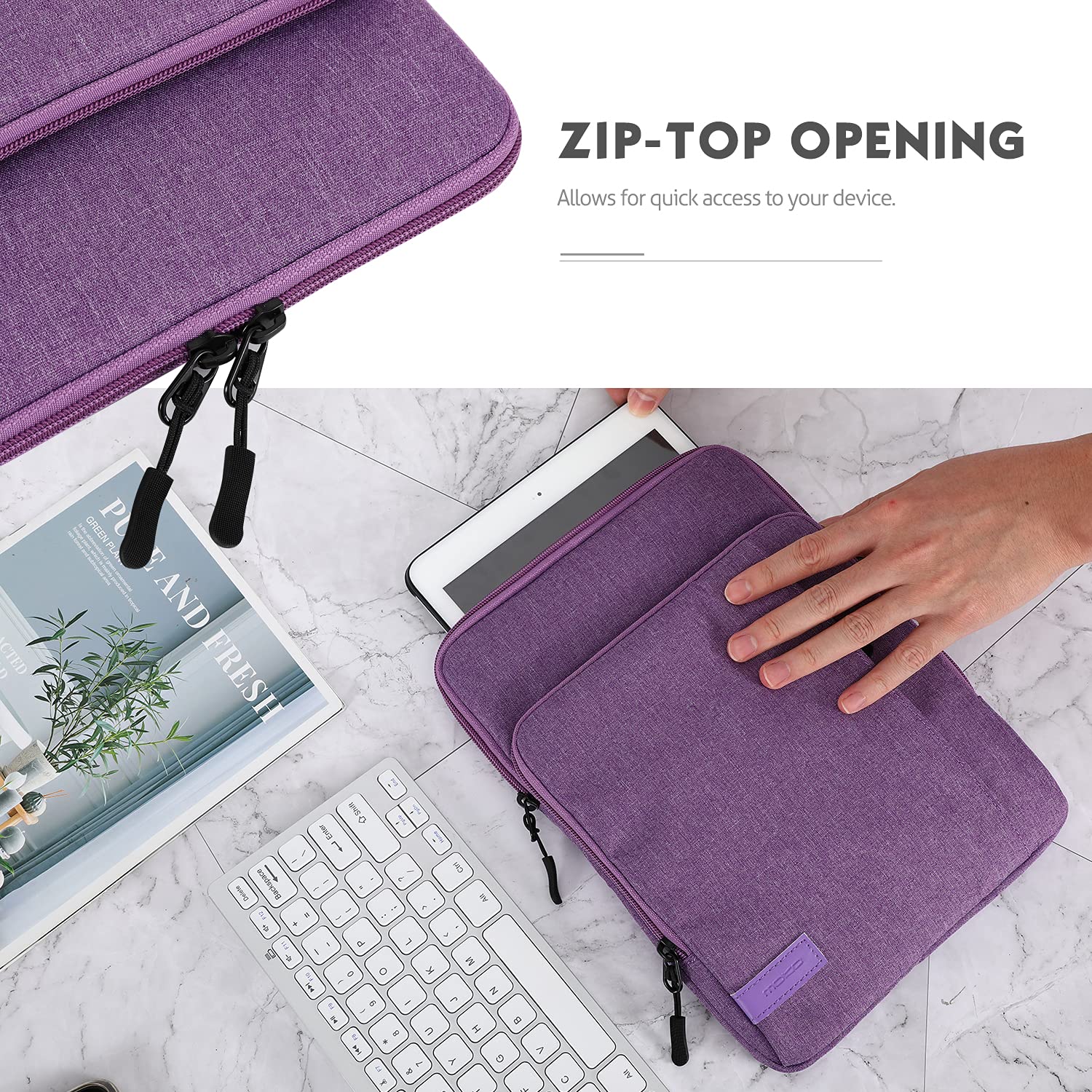 MoKo Laptop Sleeve Bag for 13.3 14 Inch, Notebook Carrying Case with Pocket Fits New MacBook Pro M3/M2 14' /13' M2/M1 Pro/M1 Max 14.2 2023 2021/Air 13.6' M2 2022, Surface Pro 9/8 13', Purple