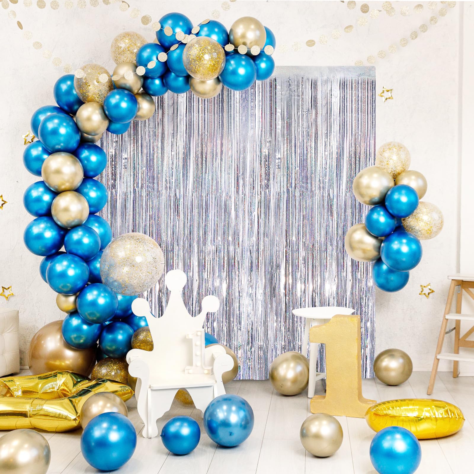 Silver Metallic Tinsel Foil Fringe Curtains, 2 Pack 3.3X8.3 Feet Party Streamer Curtains For Birthday Party Decorations, Hallowe