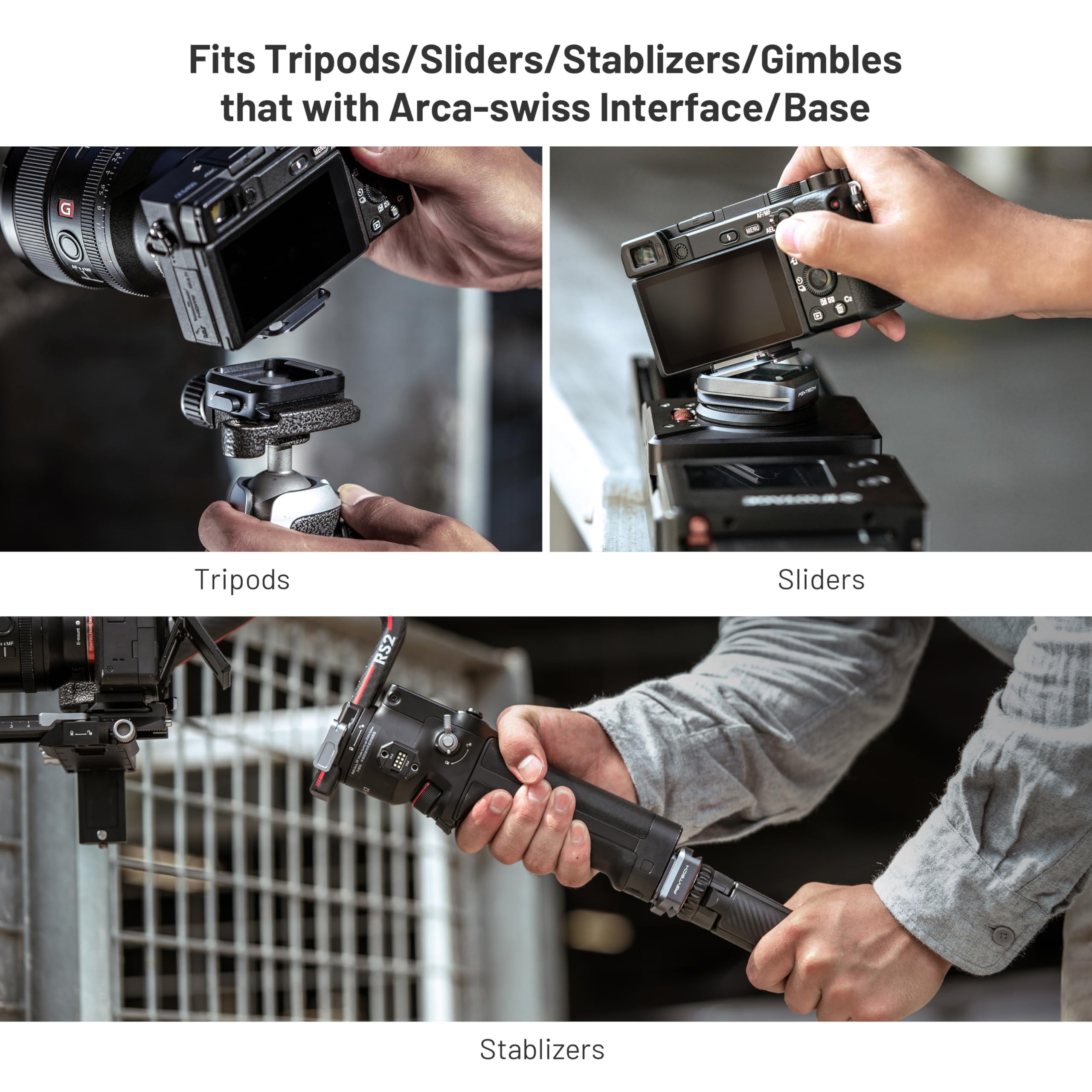 Pgytech 2 Pcs Arca Type Quick Release Plates Parts Replacement Switch Between Tripod, Monopod, Slider Arca Swiss Compatible