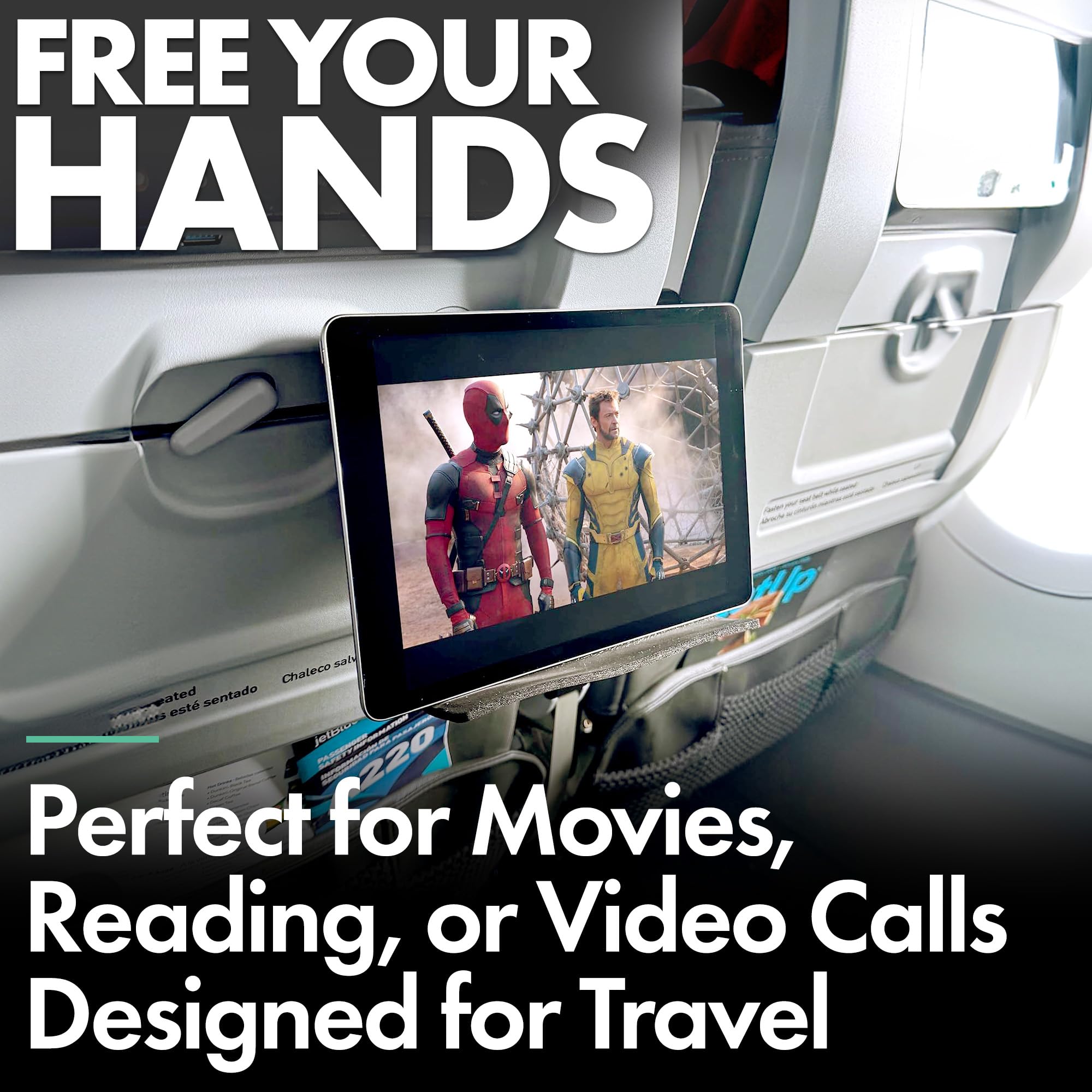 Flight Flap Ipad Stand Holder Airplane Travel Essential   Extra Large 12X7    Flexible Plane Phone And Tablet Stand Holder For K