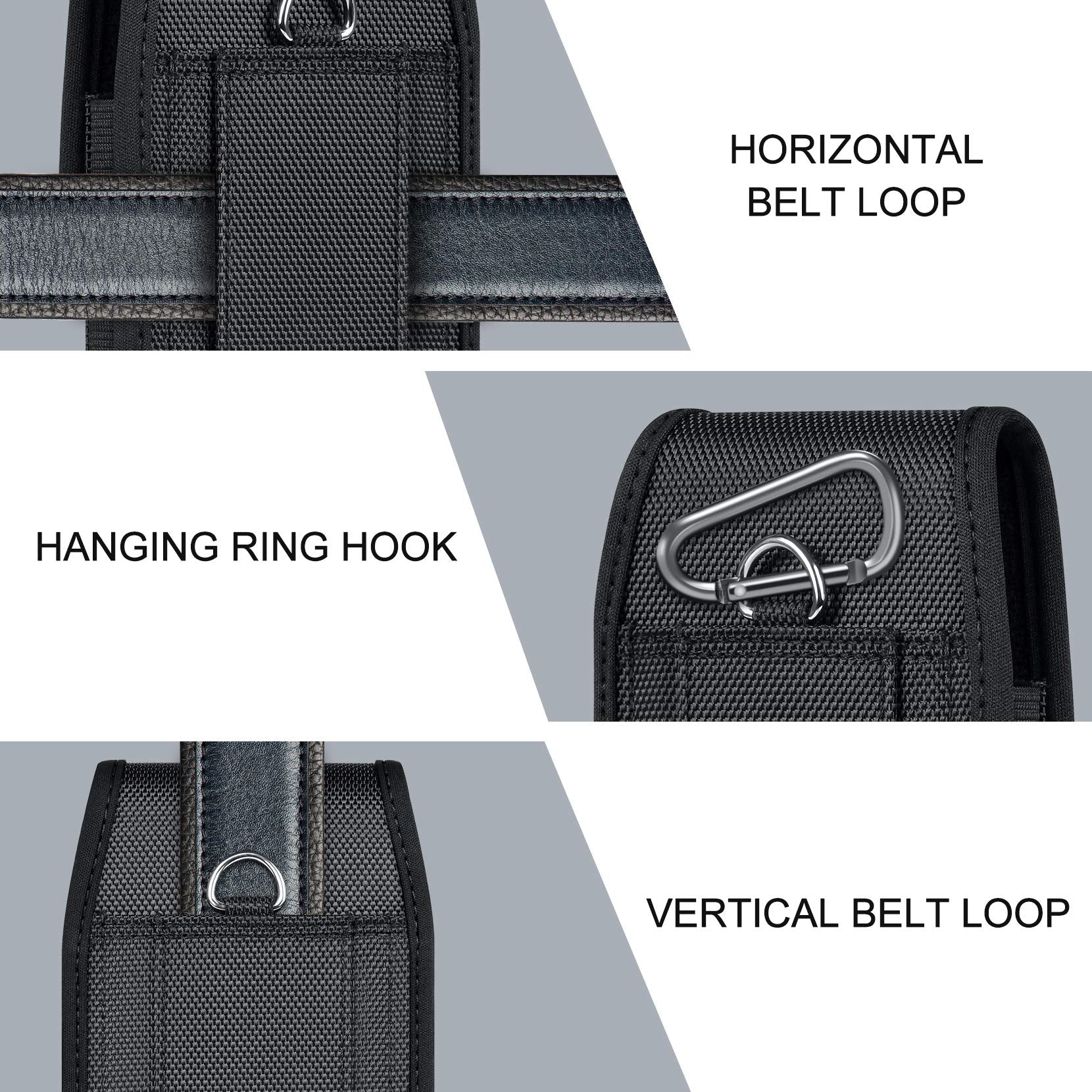 Ykooe Cell Phone Pouch Nylon Belt Holster Case Compatible With Iphone 16 Pro Max, 16 Plus, 15 Pro Max, 15 Plus,14 Pro Max,14 Plu