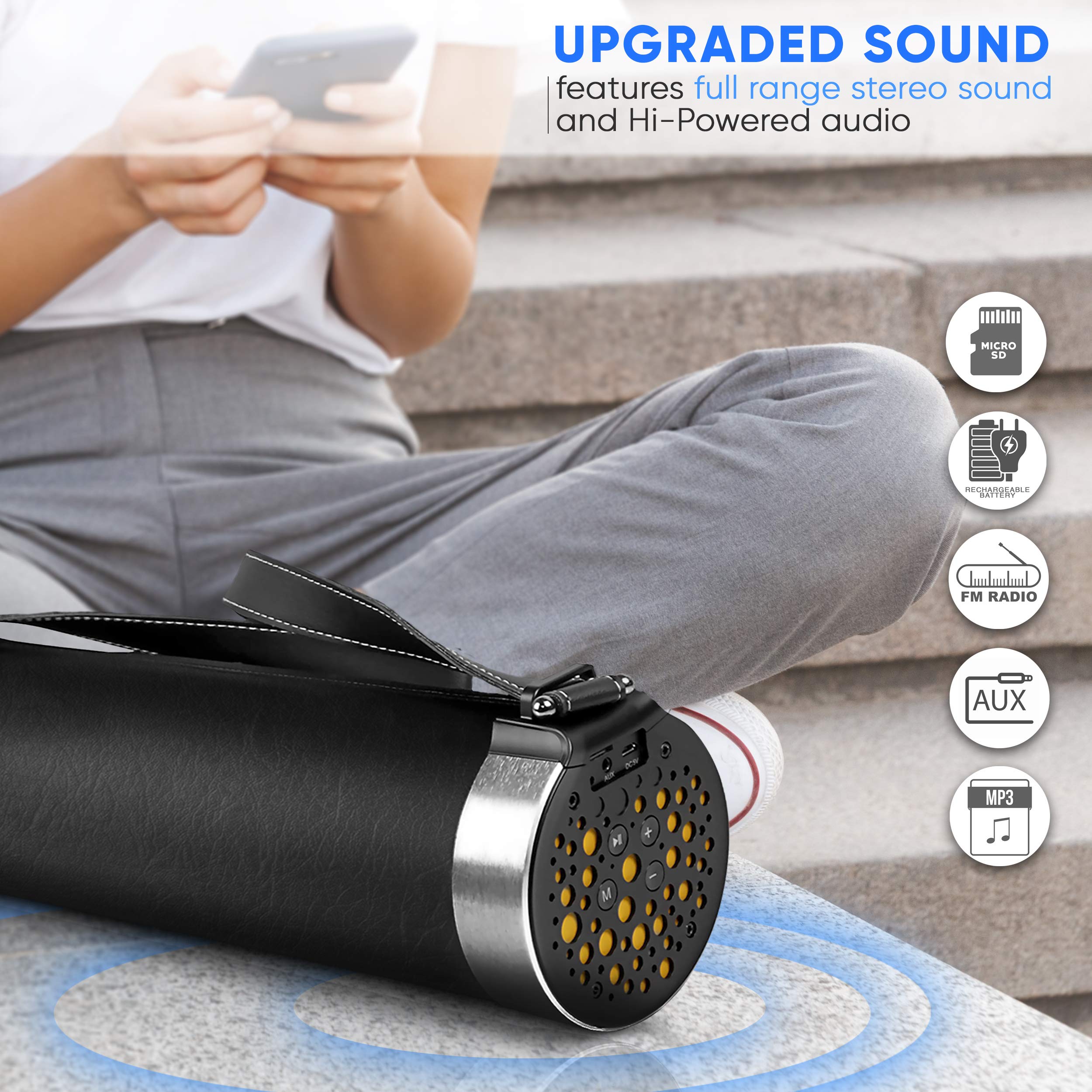 Pyle Upgraded Portable Boombox With Bluetooth, Wireless Stereo System, Portable Speaker, Fm Radio, Outdoor Stereo, Mp3 System, S