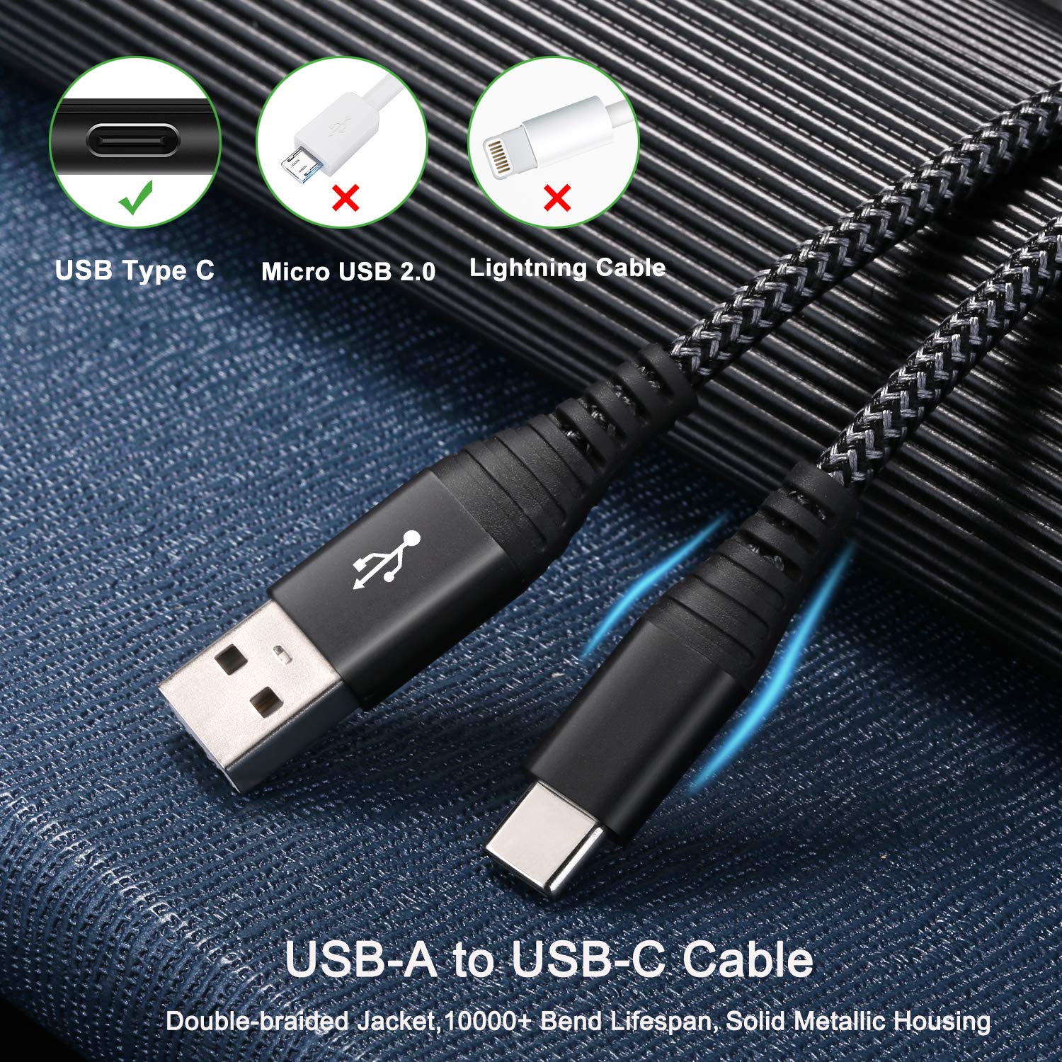 Besgoods Usb Type C Charger Cable, 6 Pack 10Ft Usb C Cable Fast Charging Braided Type C Charger Cord For Iphone 16/15, Galaxy S24 S23 S22 S9 S10 A13 A15 A03S, Pixel Black White Blue Green Purple Rose