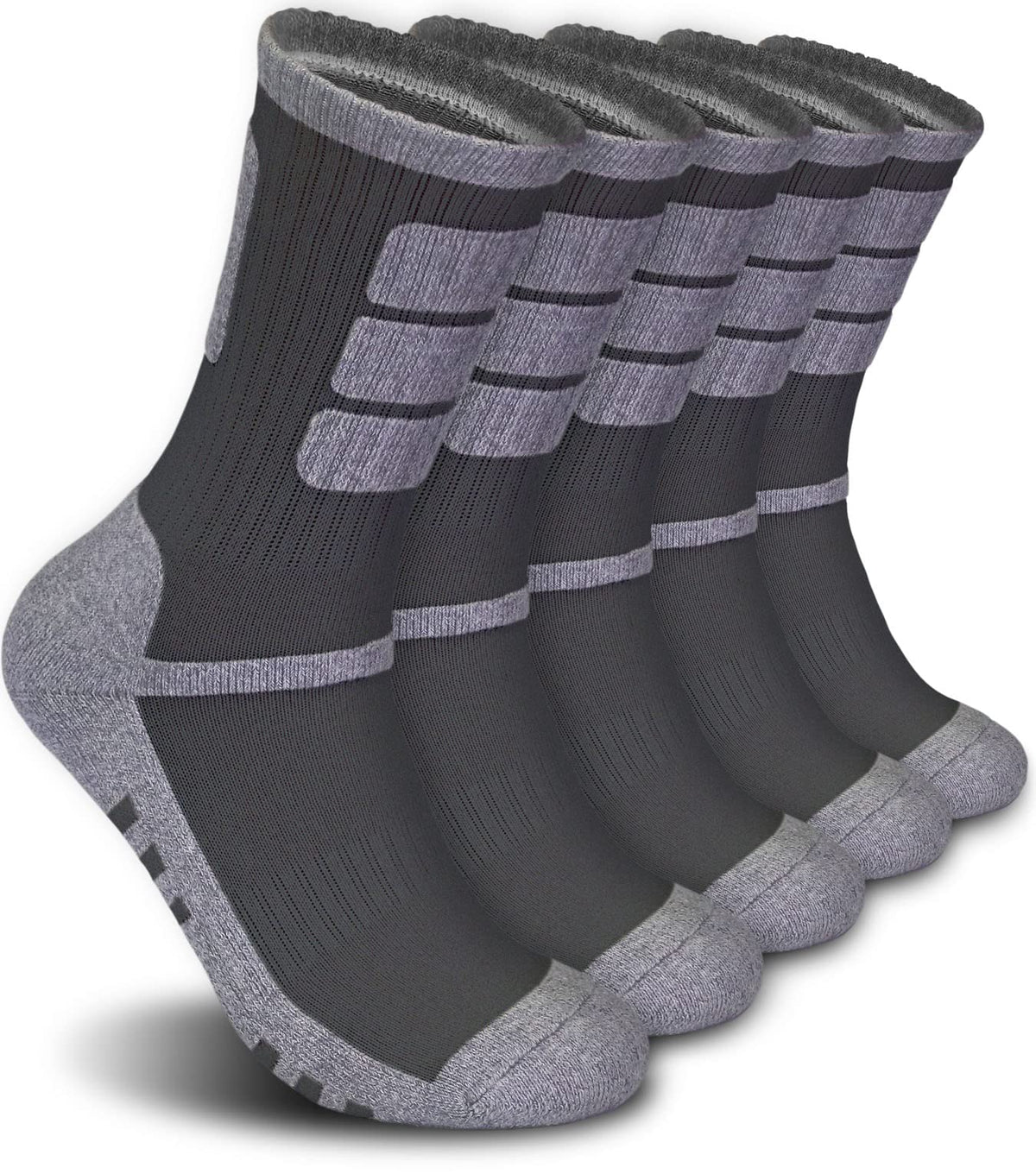 Dearmy Hiking Socks For Womenmen With Cushioned Moisture Wicking Sport Athletic Running Cotton Crew Socks (5Pairs) (Large, 5 X C