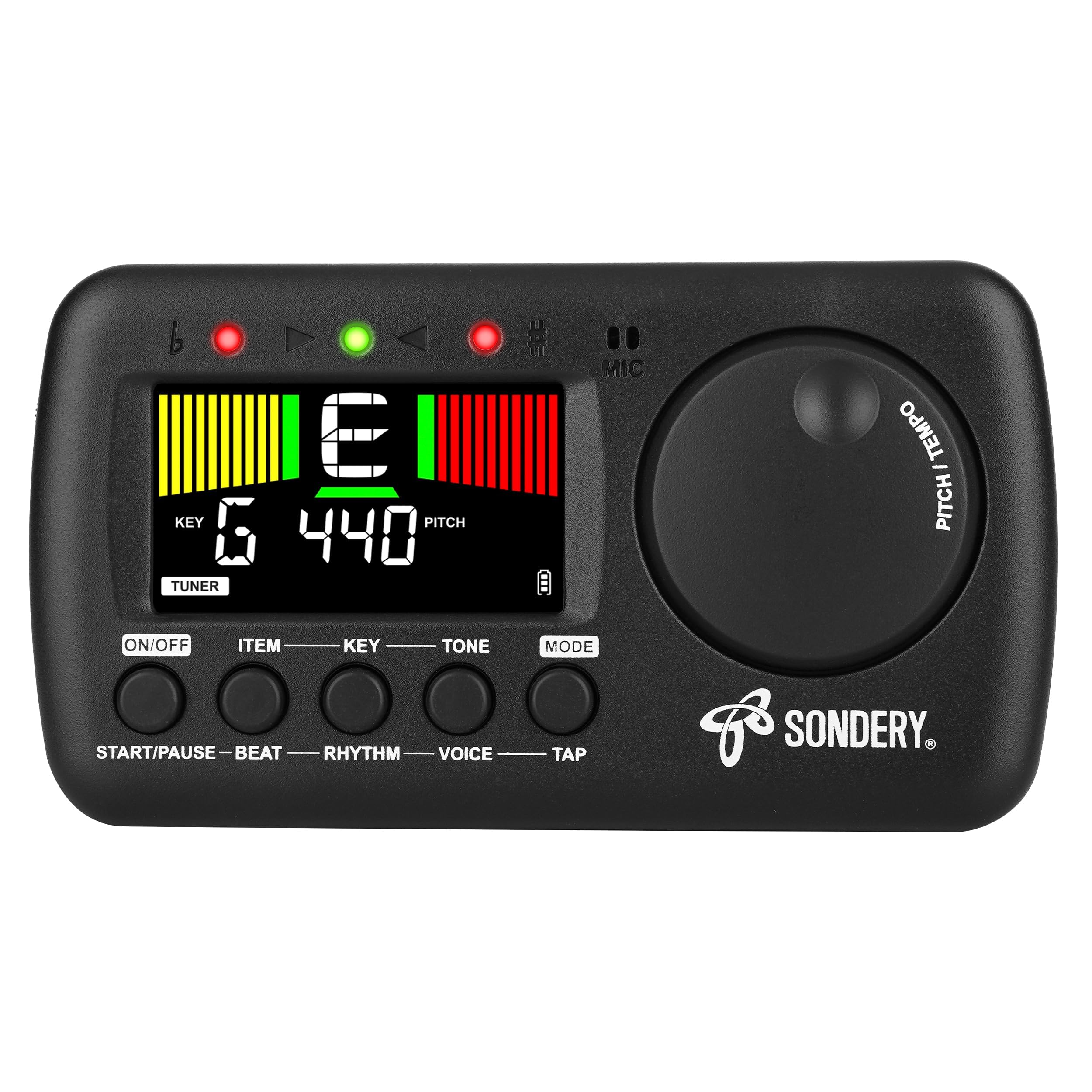 Sondery 3 in 1 Digital Metronome Tuner for All Instruments, Rechargeable Metronome with Tap Tempo, Chromatic Tuner Tone Generato