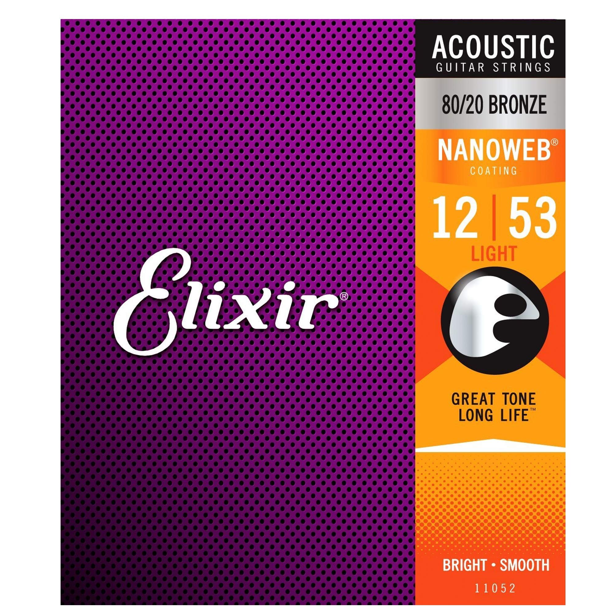 Elixir 11052 Acoustic 80/20 Nano Light 12 53 (3 Pack Bundle)