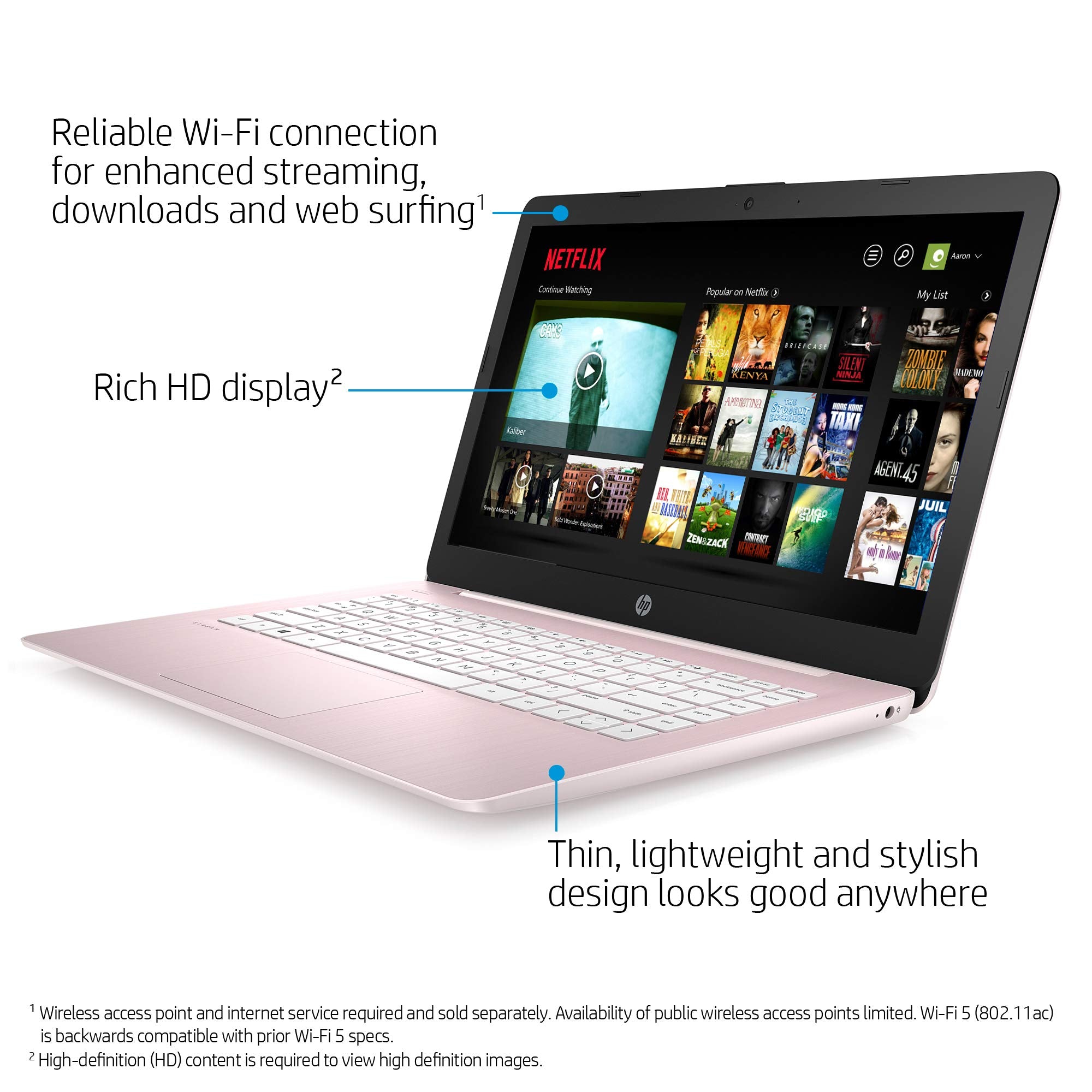 HP Stream 14 Inch Laptop, Intel Celeron N4000, 4 GB RAM, 64 GB eMMC, Windows 10 Home in S Mode With Office 365 Personal For 1 Year (14 cb188nr, Rose Pink)