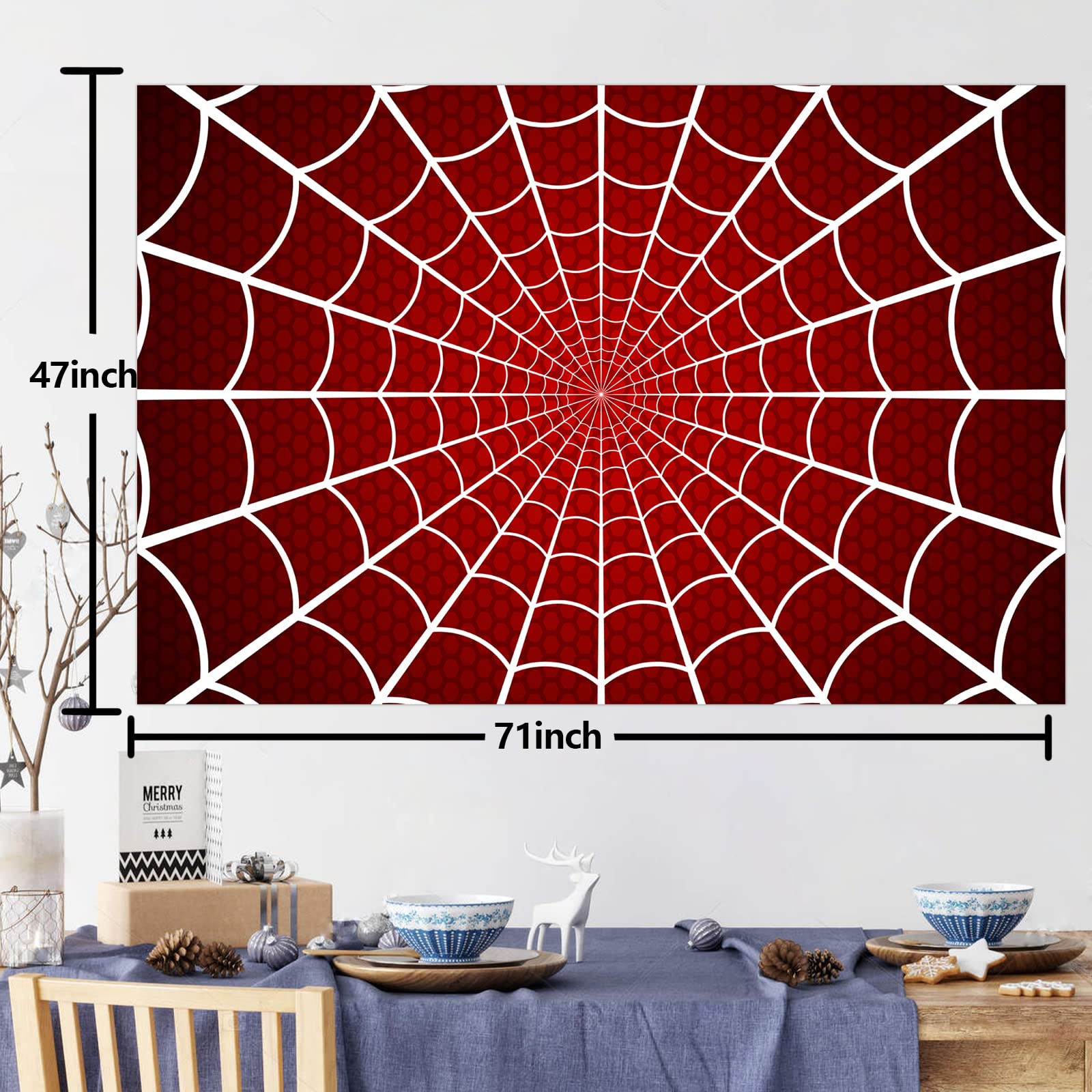 Spider Web Happy Birthday Banner Backdrop Super Hero Theme Decor Decorations For Boys Girls 1St Birthday Party Supplies Baby Sho