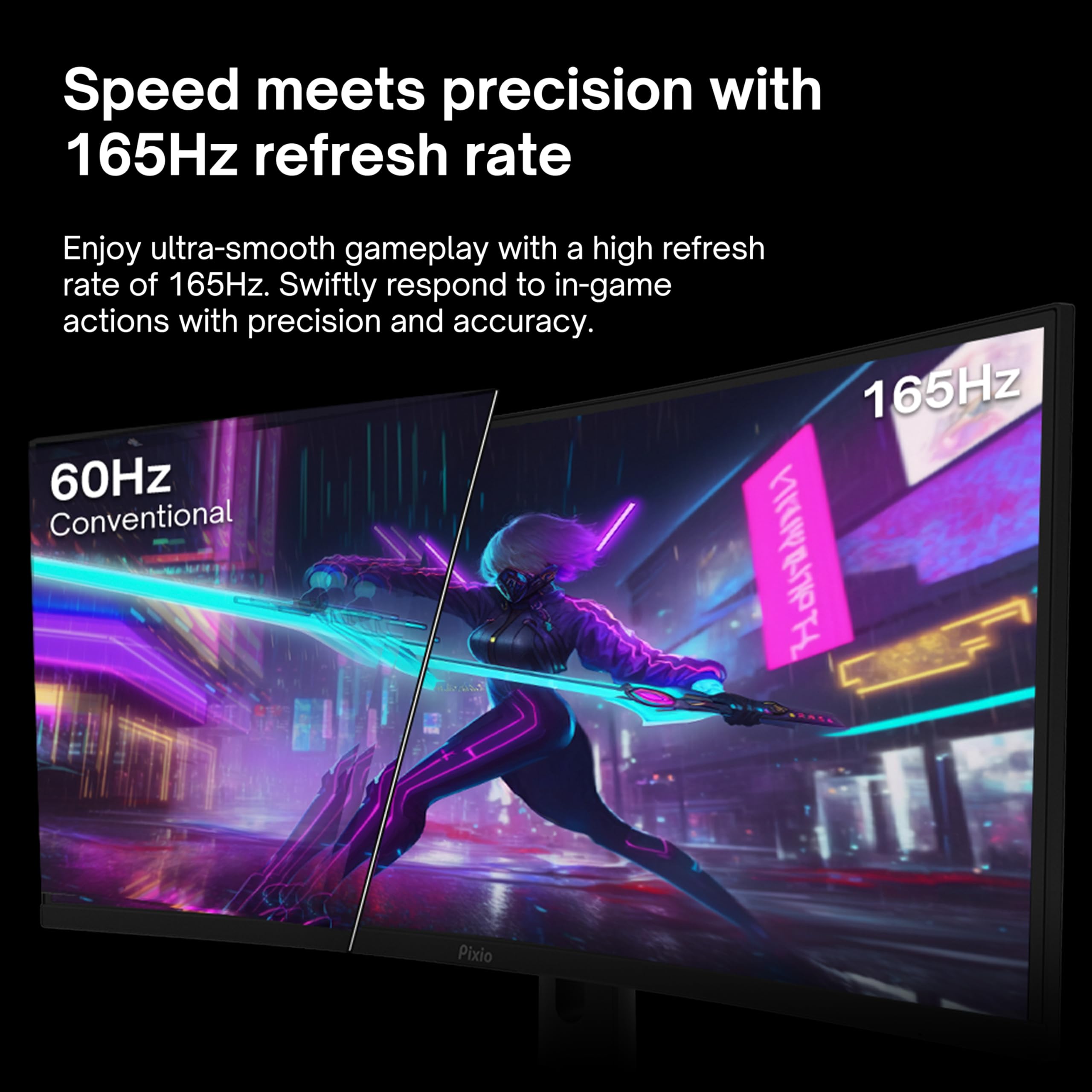 Pixio Pxc325 32 Inch 165Hz Refresh Rate Fhd 1080P Resolution 1500R Curved Va Panel 1Ms Mprt Response Time Adaptive Sync Hdr Tilt