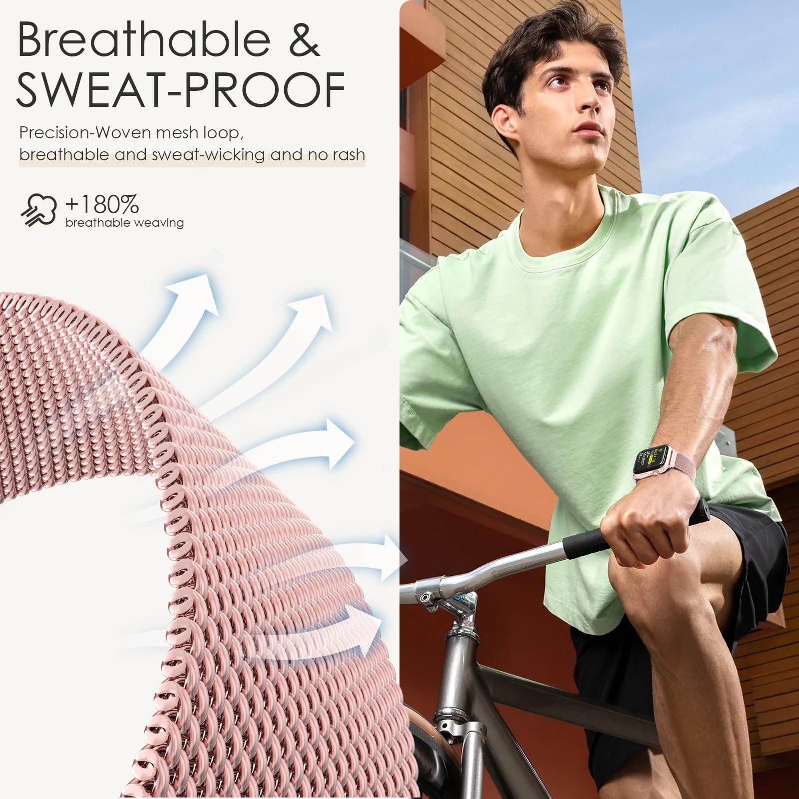 Original Milanese Loop Band Compatible With Apple Watch 38Mm 40Mm 41Mm 42Mm 44Mm 45Mm 46Mm 49Mm - Women & Men Magnetic Closure A