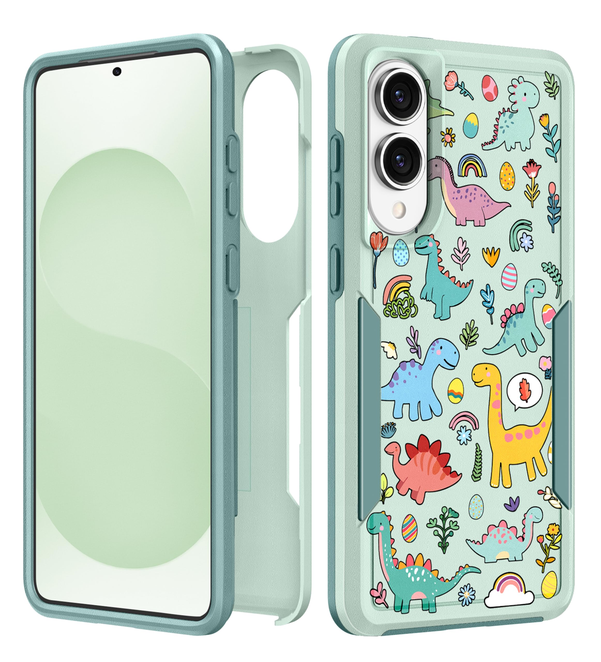 Plakill for Samsung Galaxy S25 Edge Case Women - Cute Girls Phone Cover Girly Kawaii Aesthetic Unique Design Dinosaurs Heavy Dut