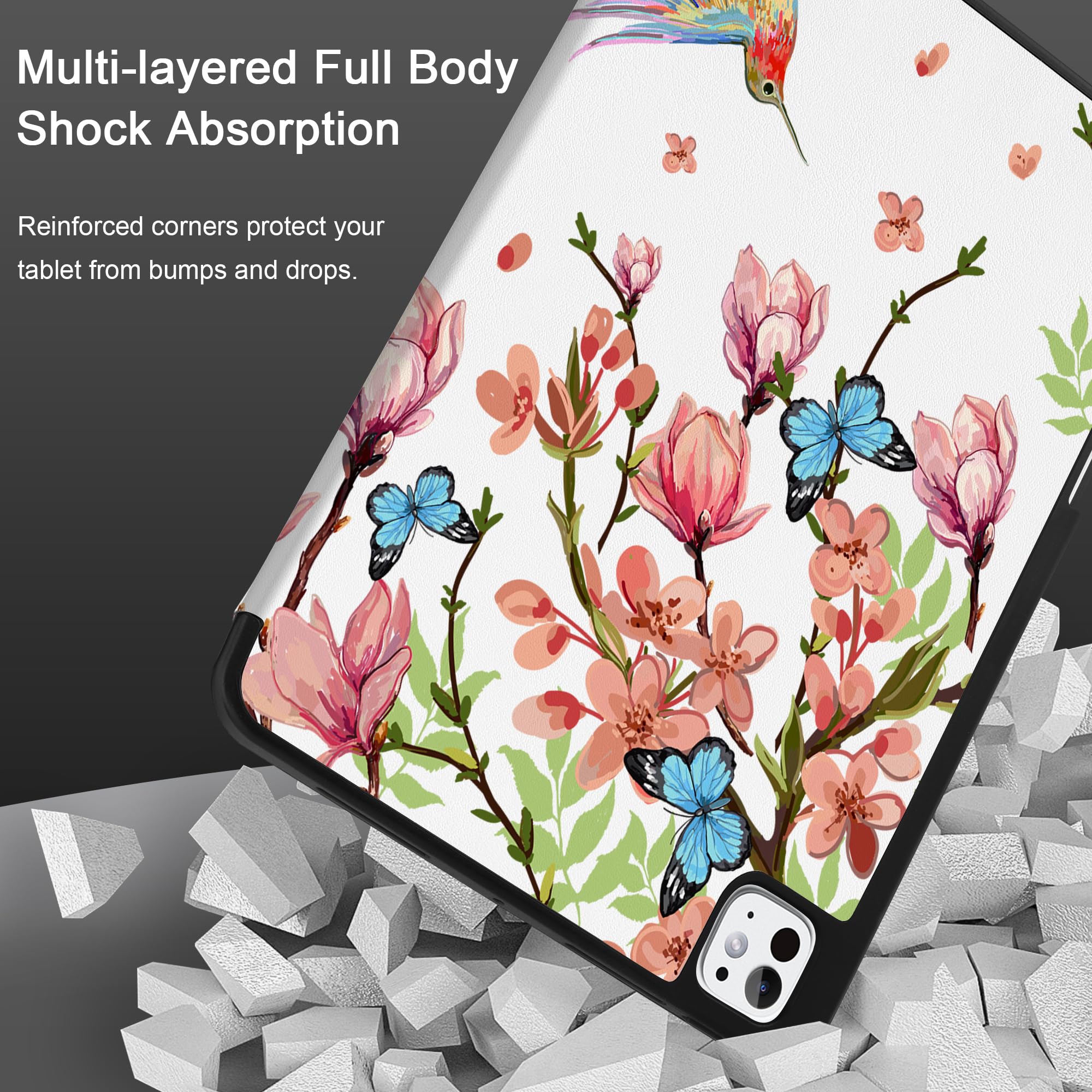 Meegoodo Case For M4 Ipad Pro 13 Inch Case 2024, Tablet Cover With Trifold Stand + Pencil Holder + Auto Wake/Sleep + Soft Tpu Ba