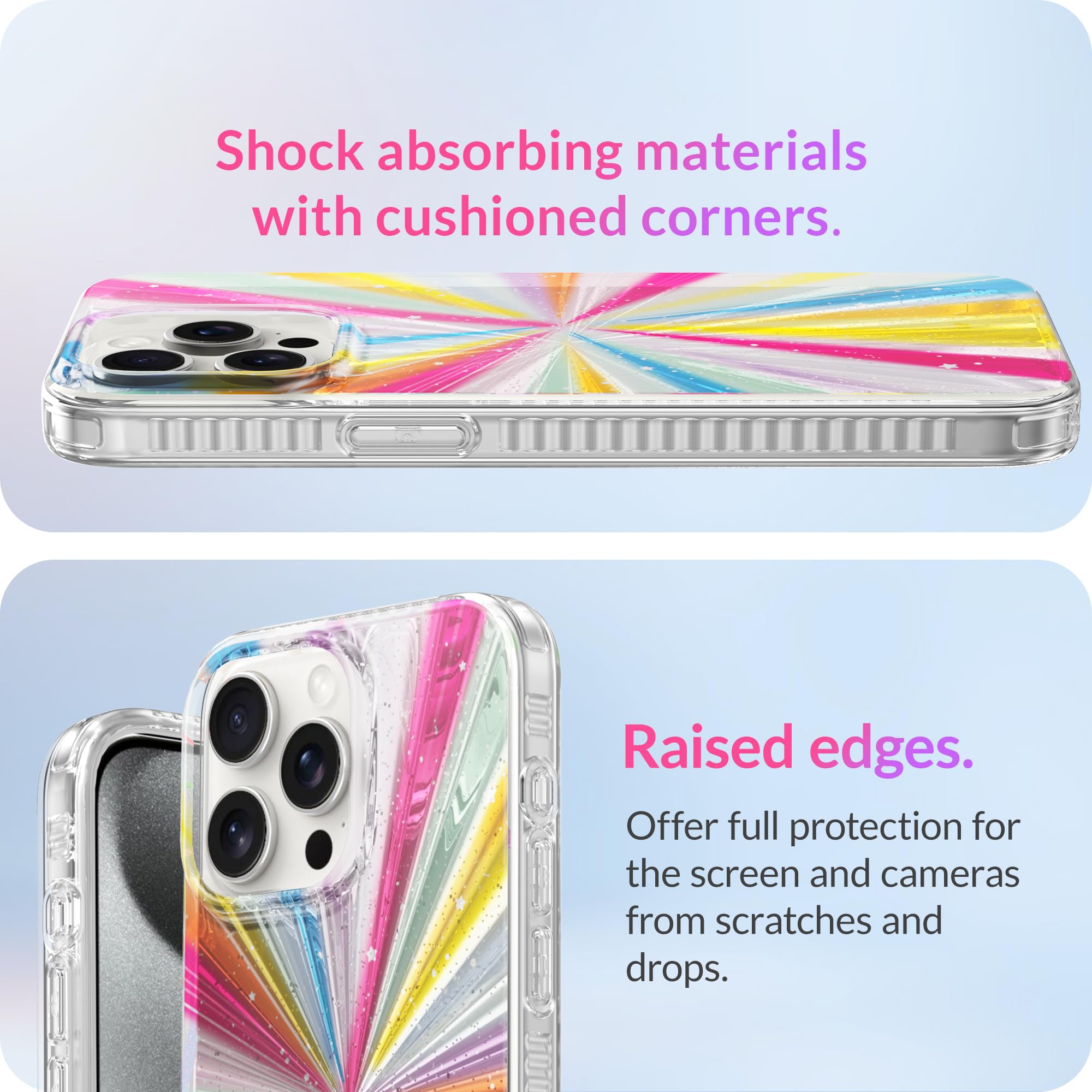 Lonli Hue   For Iphone 15 Pro Case   Cosmic Porta [10Ft Drop Protection]   Shockproof Cover With Color Changing Effect | Cute An