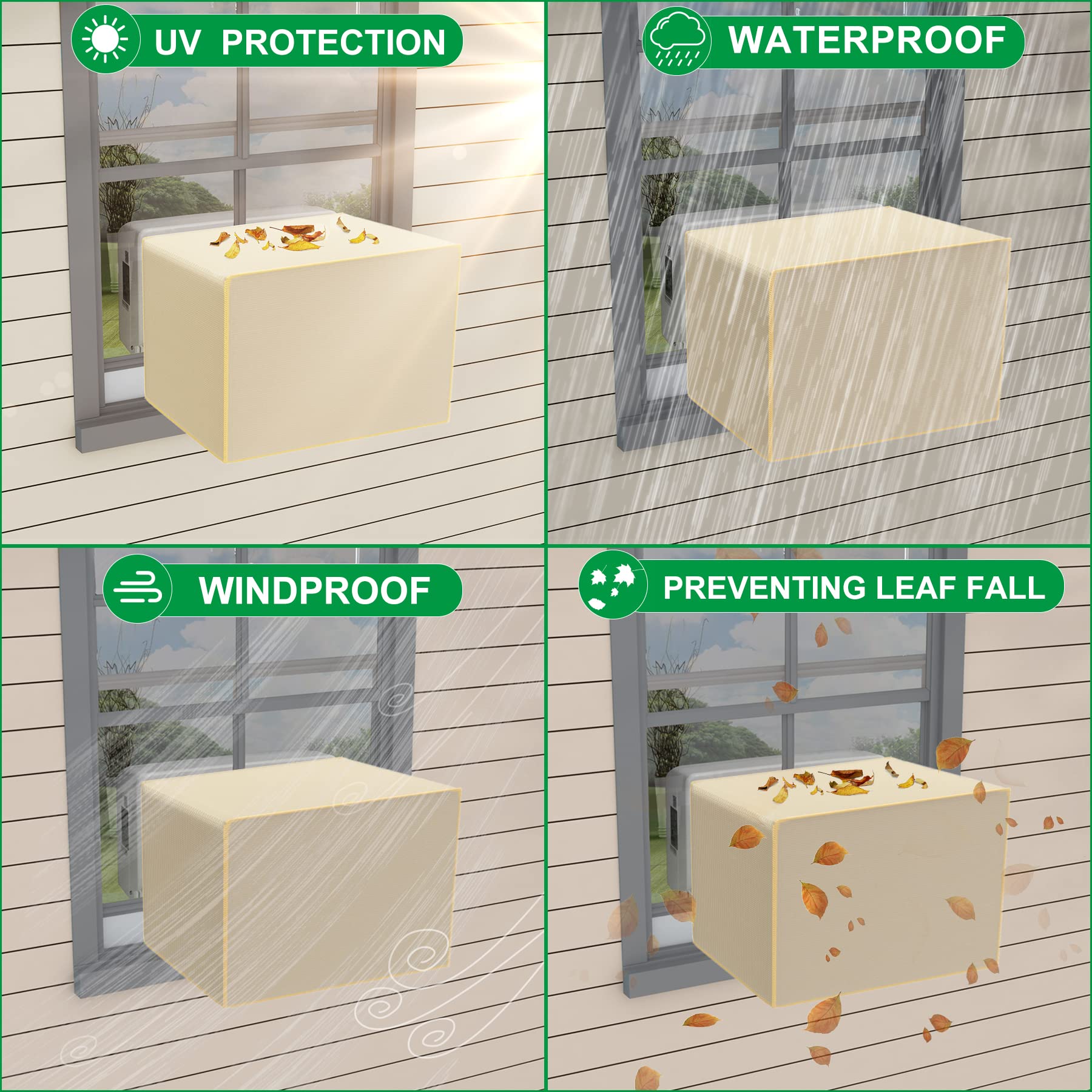 Forestchill Window Air Conditioner Cover For U Shaped 8,000/10,000/12,000 Btu Window Ac Unit, Heavy Duty 600D Weatherproof Air C