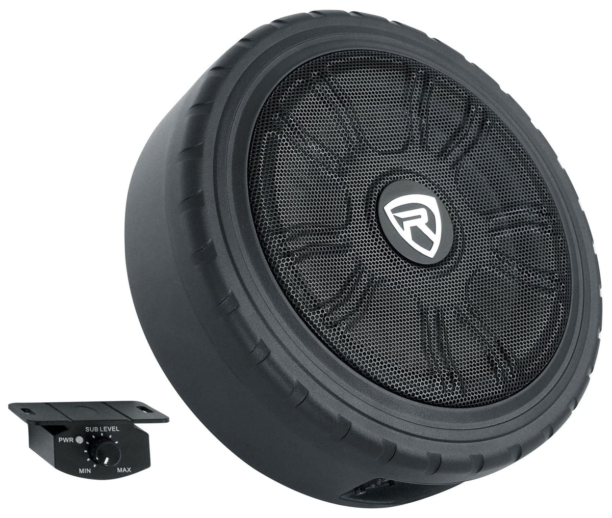 Rockville WHEEL OF BASS 8' Slim Under-Seat Powered Truck/Car Audio Subwoofer Sub