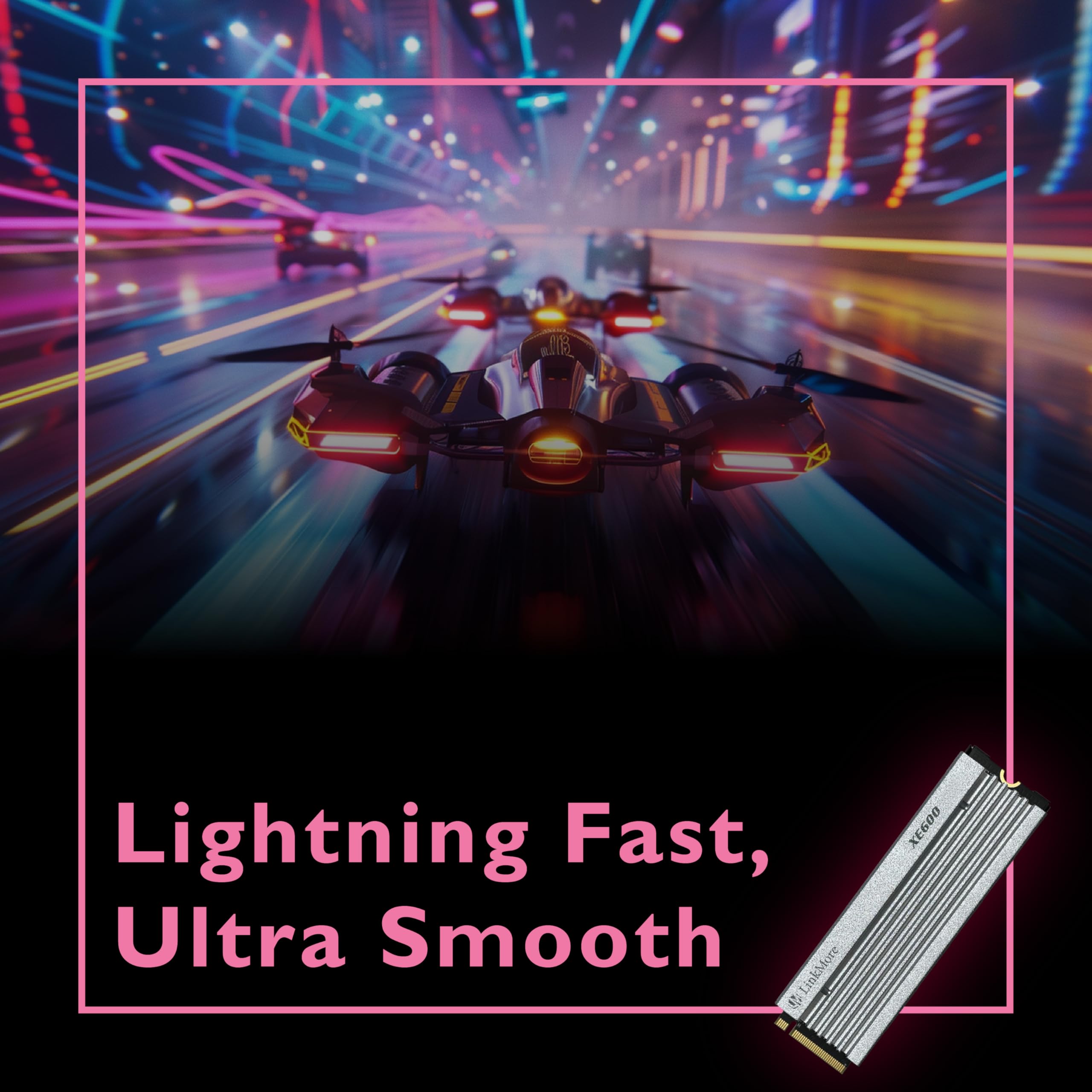 Linkmore Xe600 2Tb M.2 2280 Ssd, Pcie Gen4 Nvme Internal Gaming Solid State Drive With Heatsink, Up To 7200 Mb/S, Compatible Wit