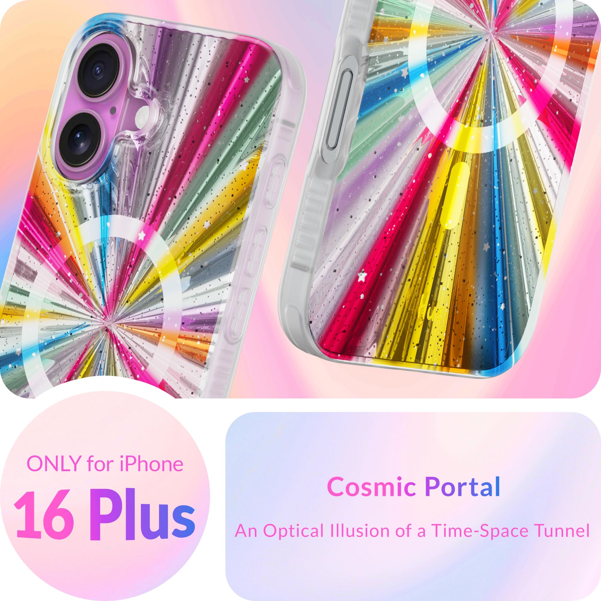 Lonli Hue   For Iphone 16 Plus Case [Compatible With Magsafe]   Cosmic Portal Phone Case   [360 Shock Absorbent Bumper]   Cute,