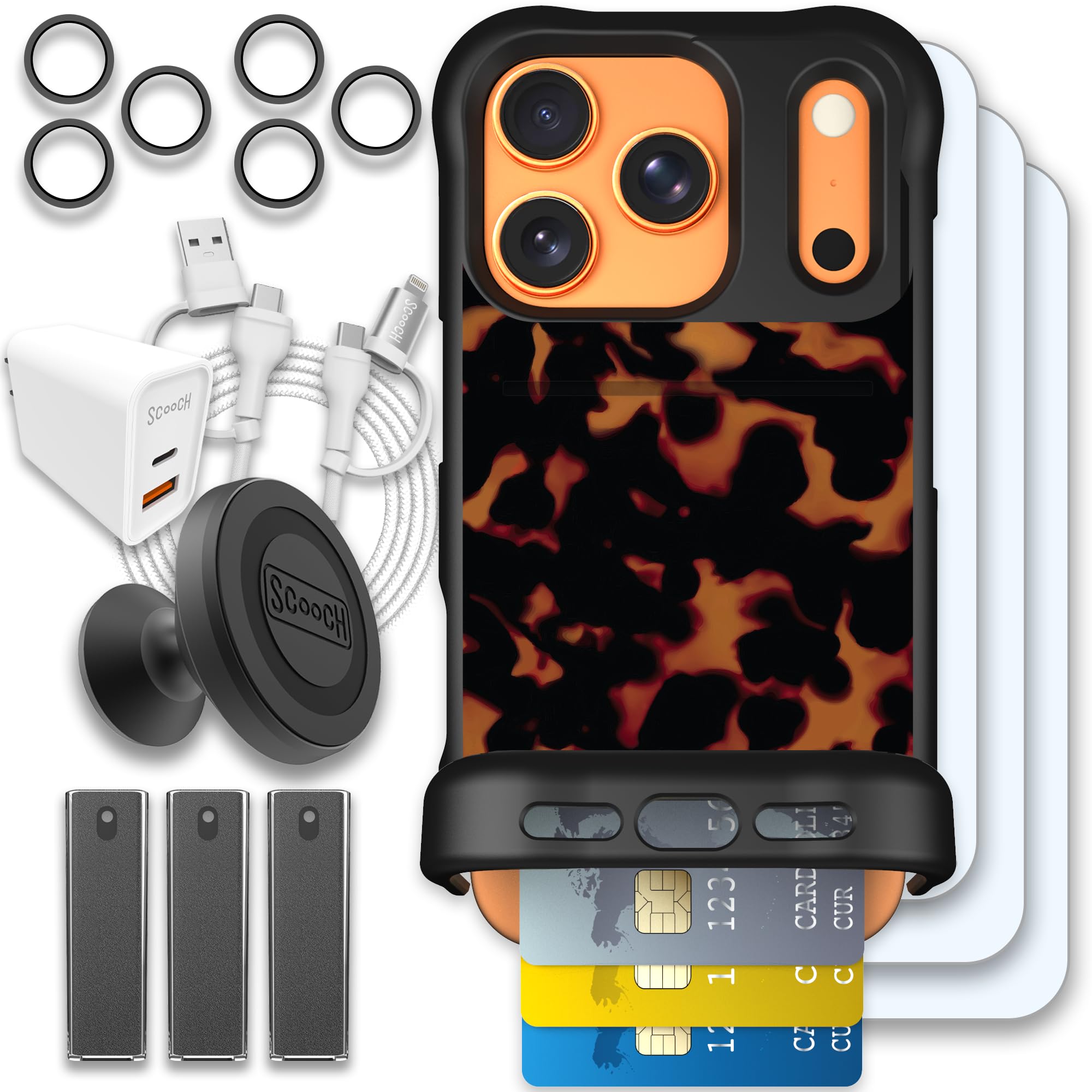 Scooch Wingmate for iPhone 17 Pro [Ultimate Bundle] with 3 Tempered Glass Screen Protectors, 2 Camera Lens Protectors, Wingmount