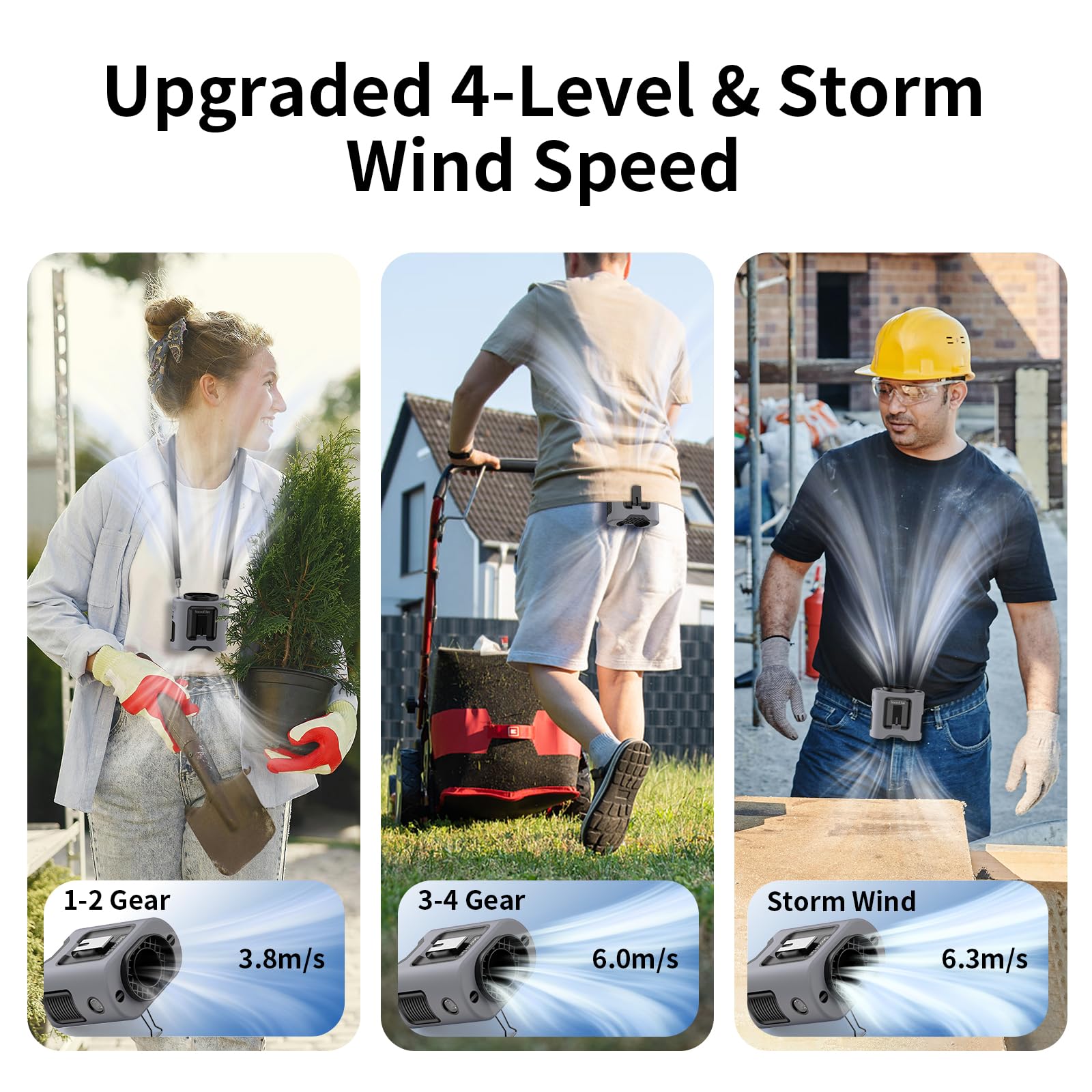 Socool 14500Mah Portable Waist Fan Clip On Belt 360 Rotation Wearable Rechargeable Personal Shirt Fan, 67H Cooling 5-Speed Batte