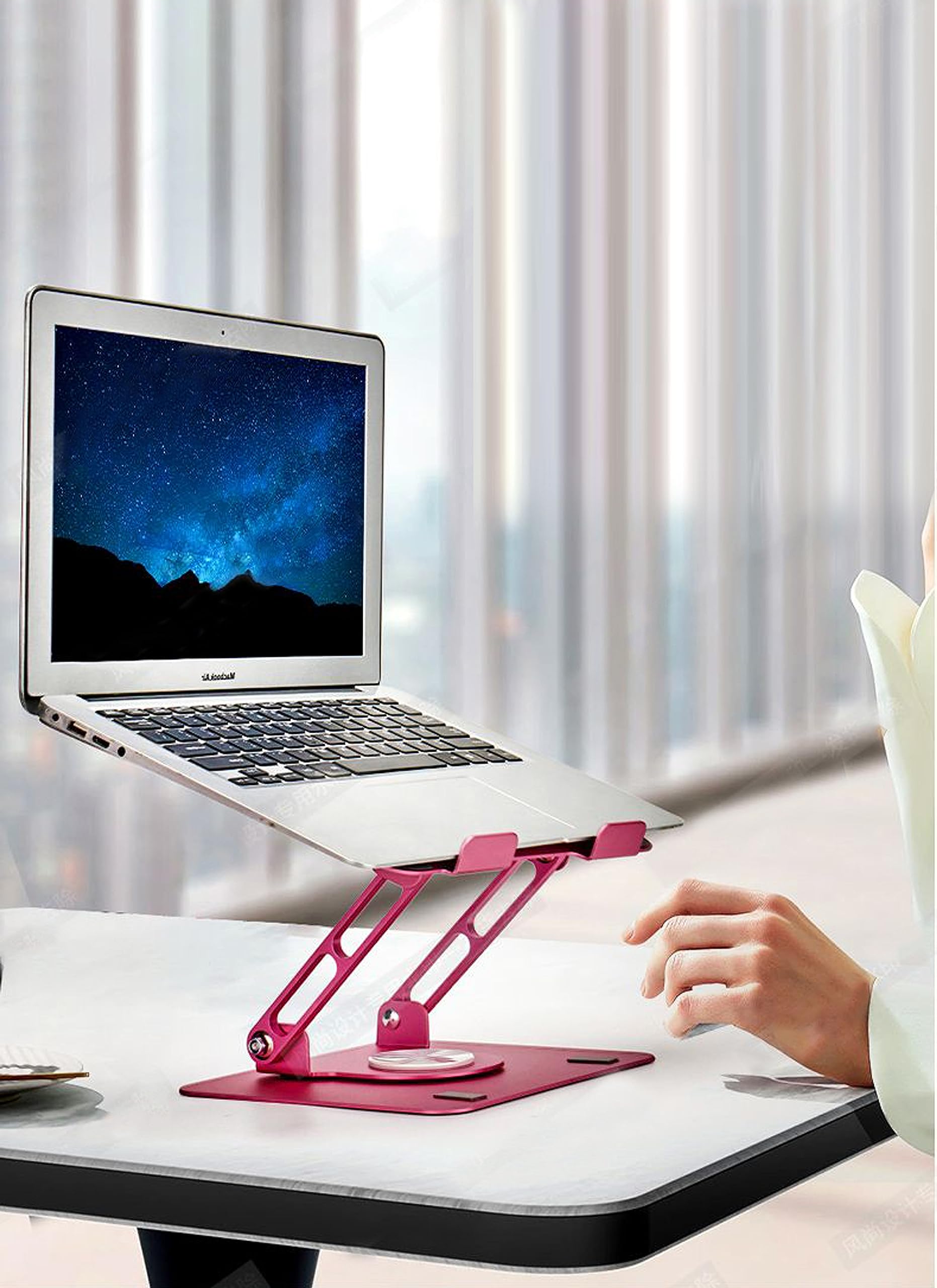 Uncaged Ergonomics Swivel Laptop Stand For Desk, Adjustable Computer Ipad Stand For Desk W/ 360 Rotation, Portable Laptop Holder