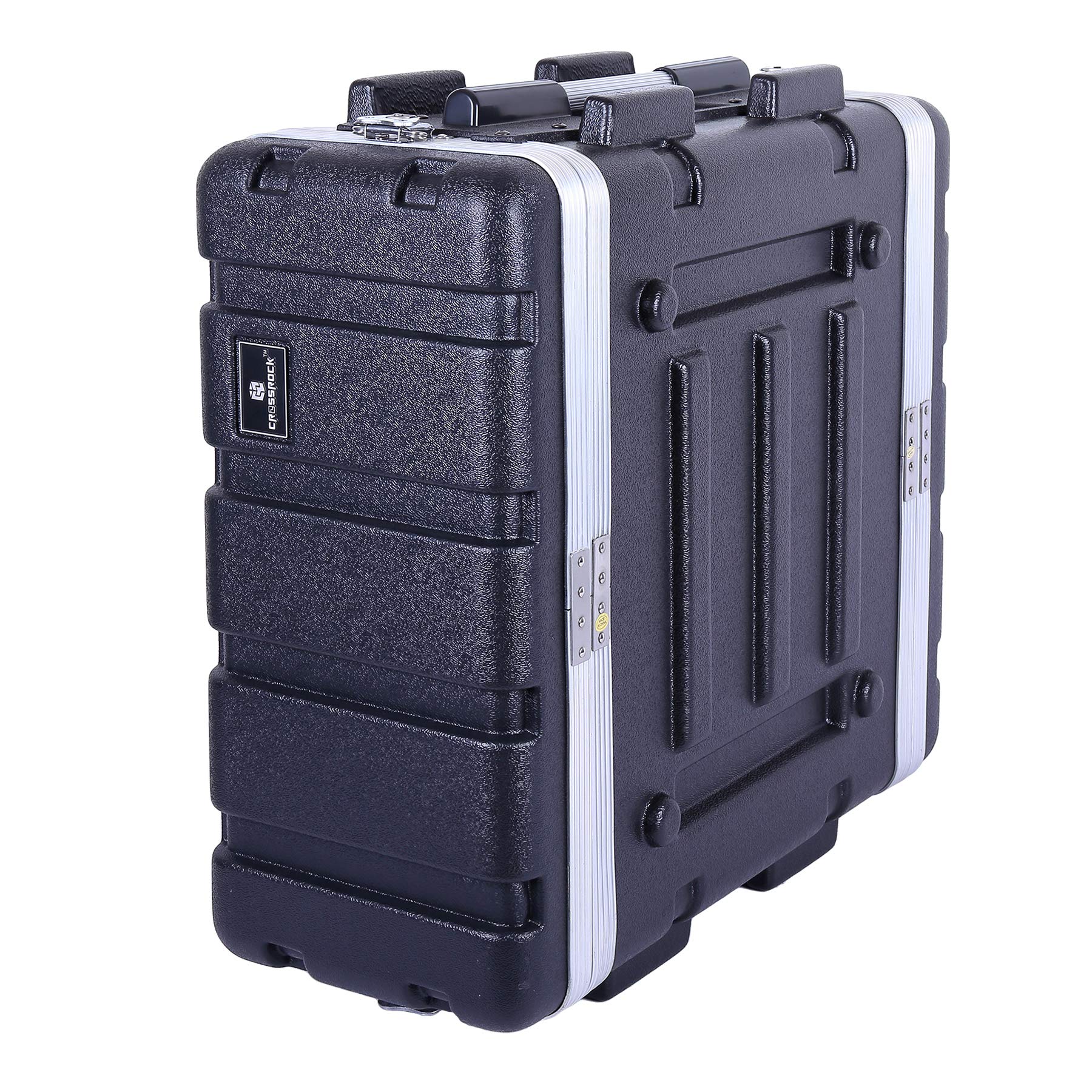 Crossrock Stackable 4U Rack Case, Standard 19.25    Depth, Polyethylene Hard-Shell Construction With Heavy Duty Hardware-Black(C