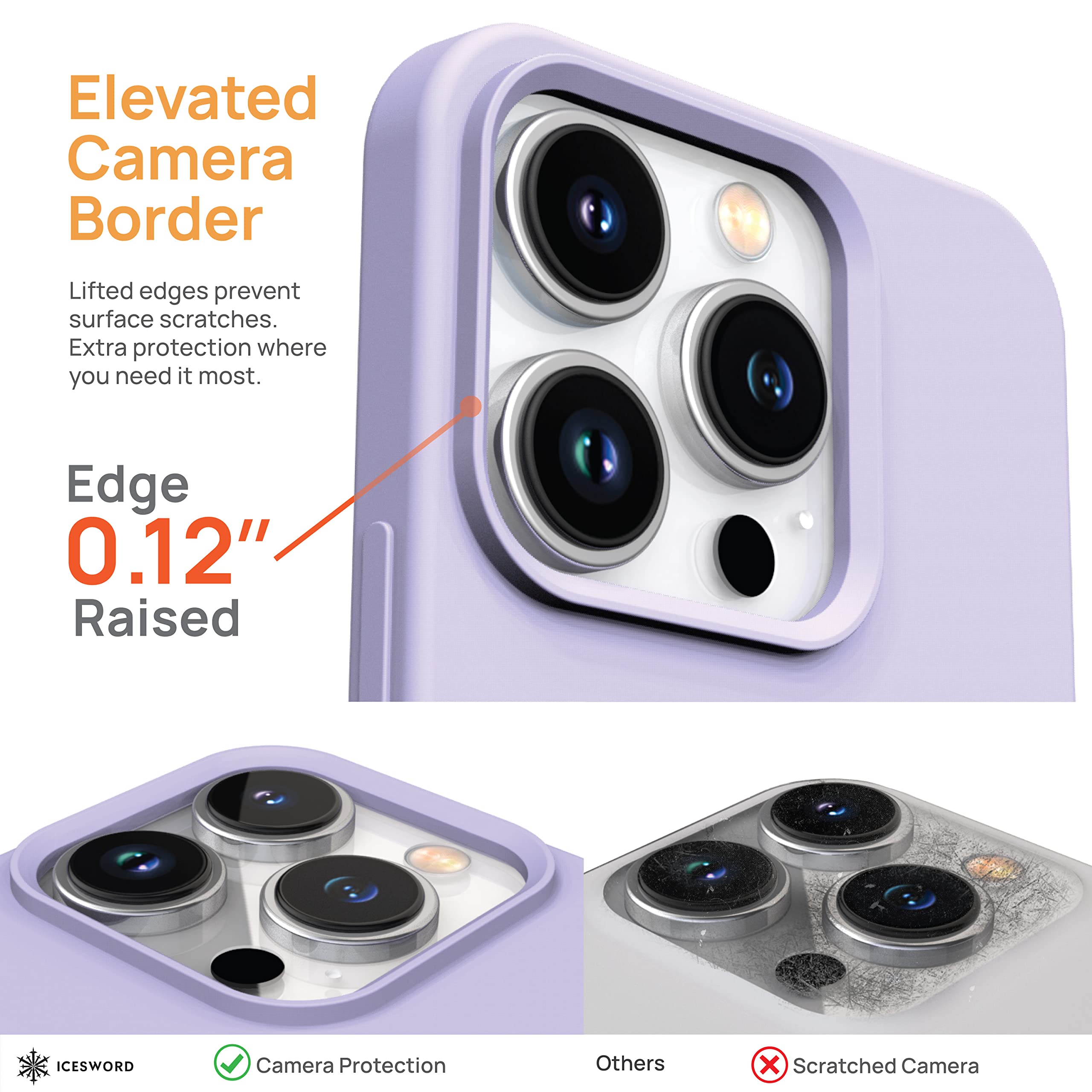 IceSword iPhone 14 Pro Case Liquid Silicone Shockproof Protective Lavender Purple 6.1 inch