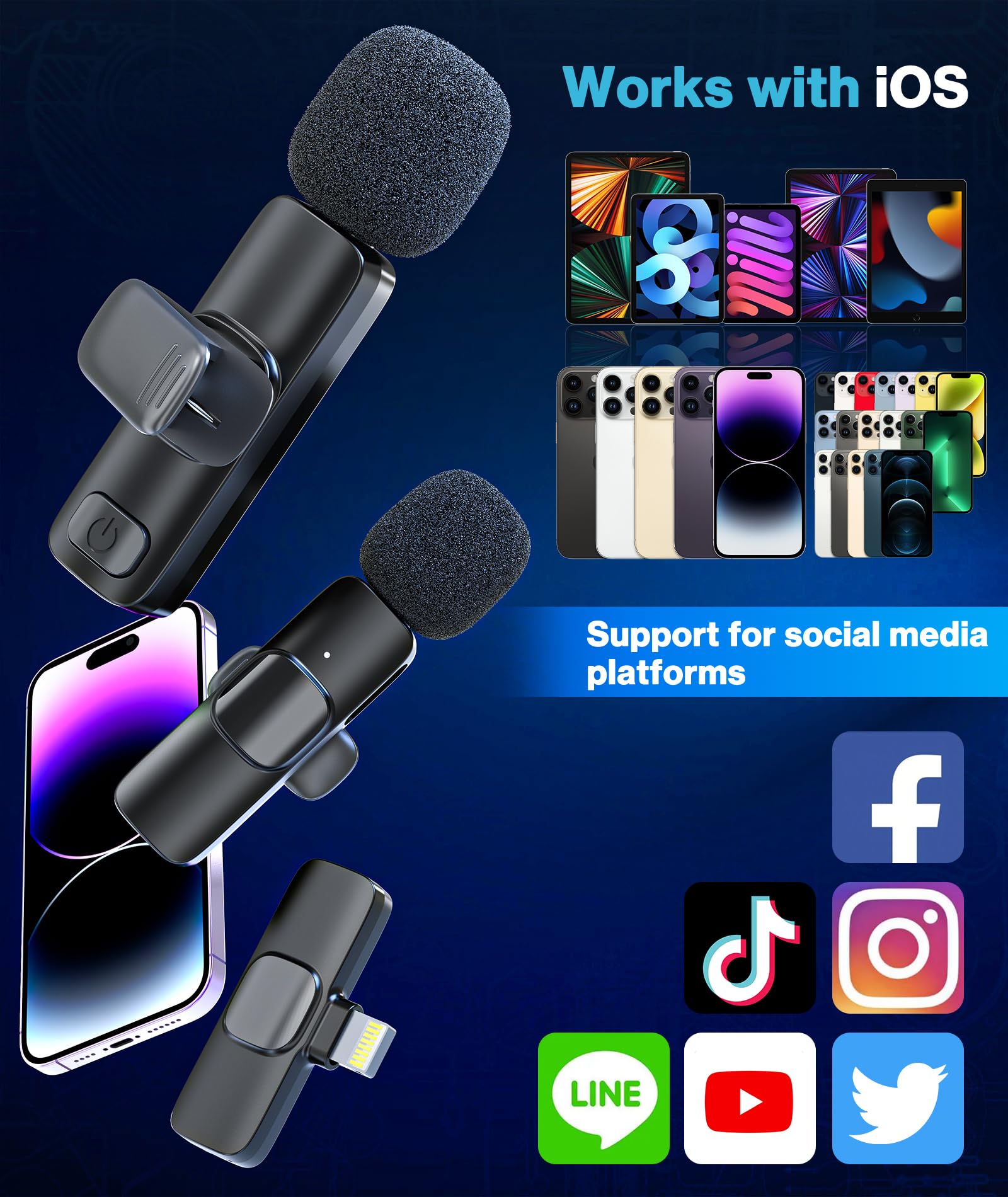 Gicorino Wireless Lavalier Microphone For Iphone, Wireless Mic For Iphone15 With Noise Reduction Chip, Mini Microphone For Recor