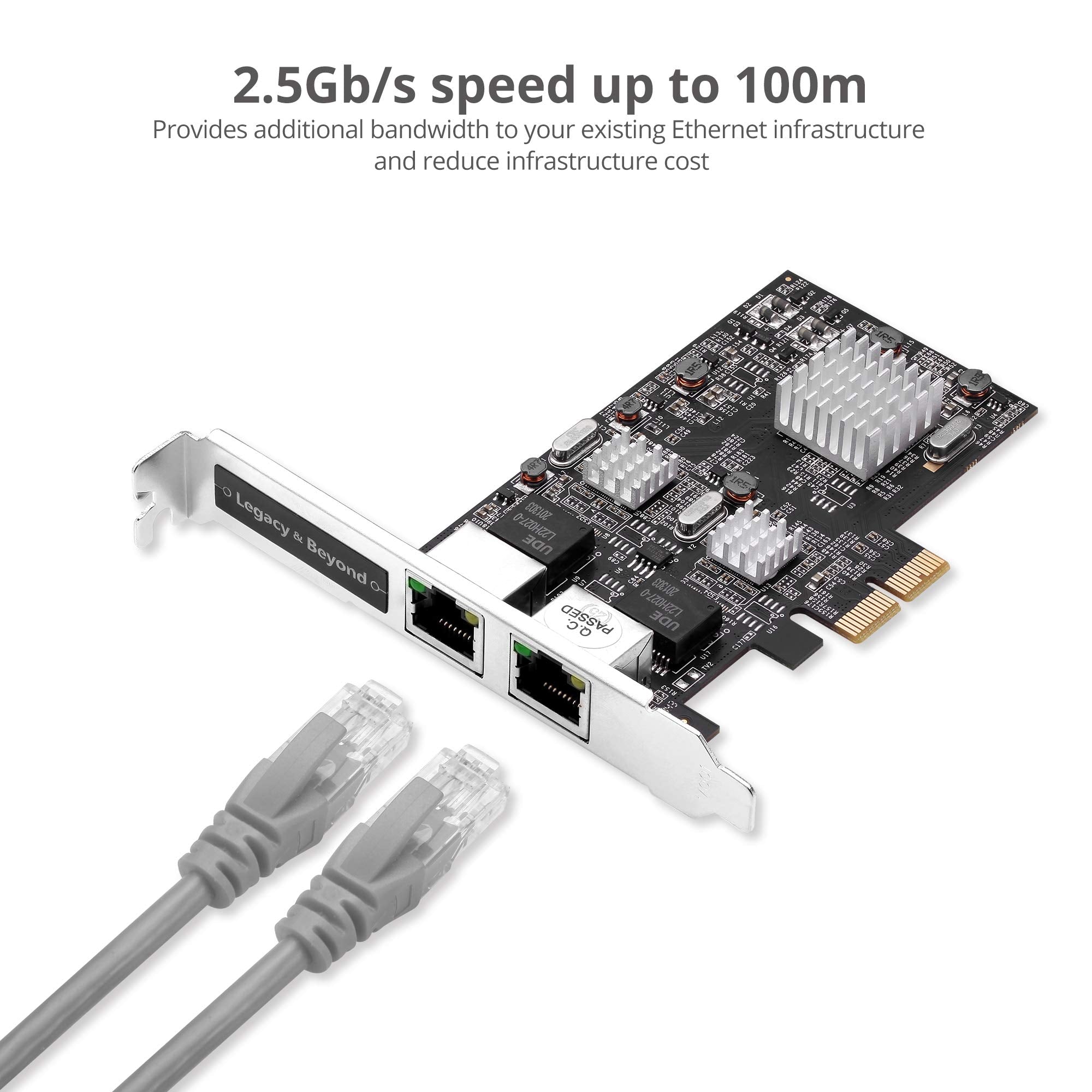 Siig Dual 25G 4 Speed Multi Gigabit Ethernet Pcie Network Card, Pcie 20 X2 To Dual Rj 45, 25Gbase T, Nbase T, 2500100010010Mbps,
