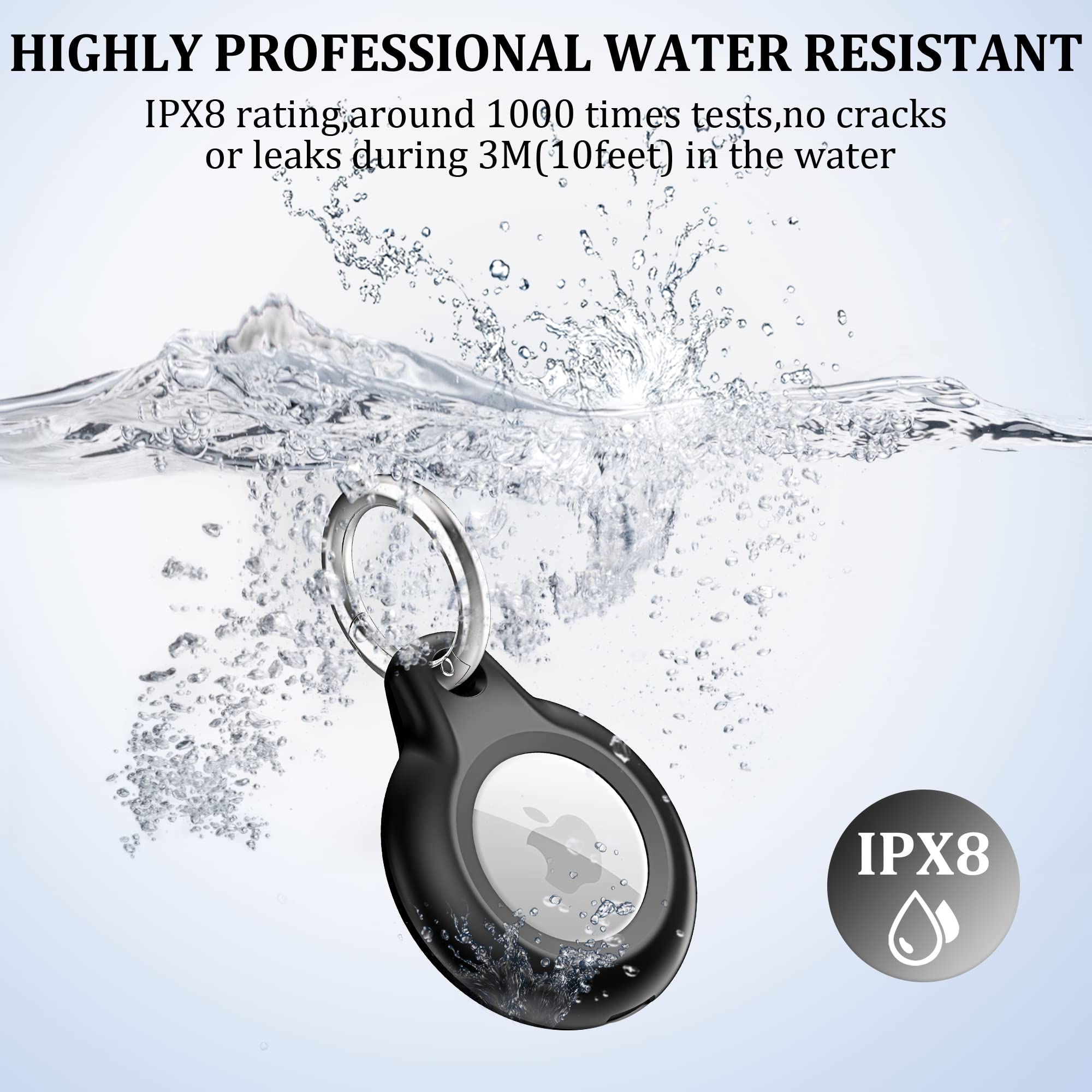 1 Pack Ipx8 Waterproof Airtag Keychain With Airtag Holder Case,Full Body Shockproof,Anti Scratch Cover Air Tag For Cat,Dog,Keys,