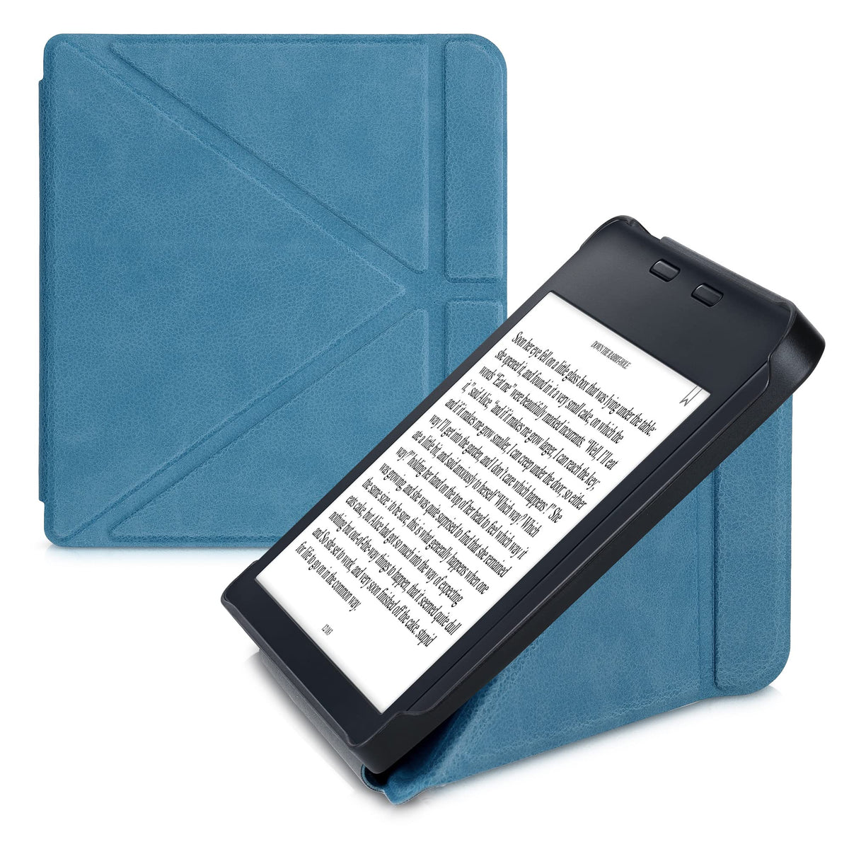 Kwmobile Origami Case Compatible With Kobo Libra 2 Case   Slim Pu Leather Cover With Stand   Petrol
