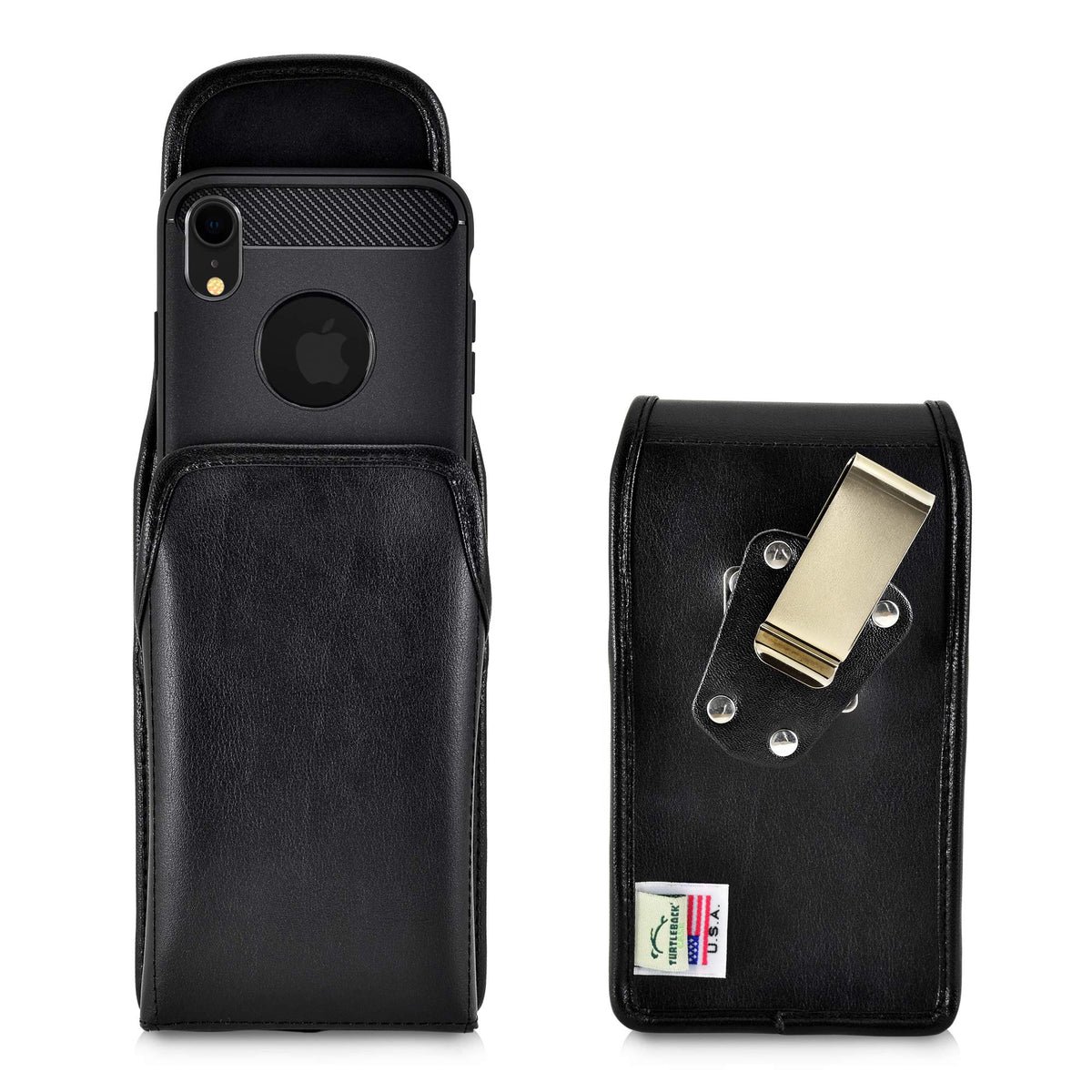 Turtleback Belt Case Designed for iPhone 11 (2019) and iPhone XR (2018) Vertical Holster Black Leather Pouch with Heavy Duty Rotating Belt Clip,