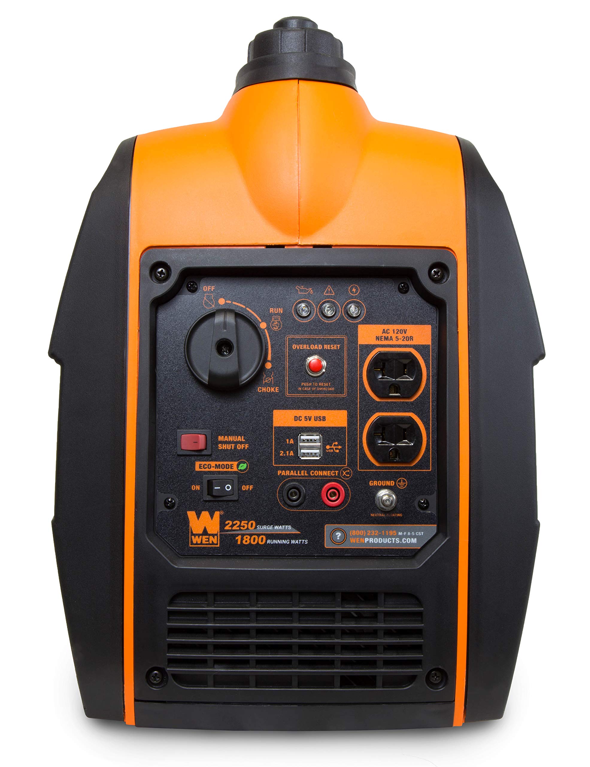 Wen 56225I 2250 Watt Gas Powered Portable Inverter Generator With Fuel Shut Off, Carb Compliant , Black