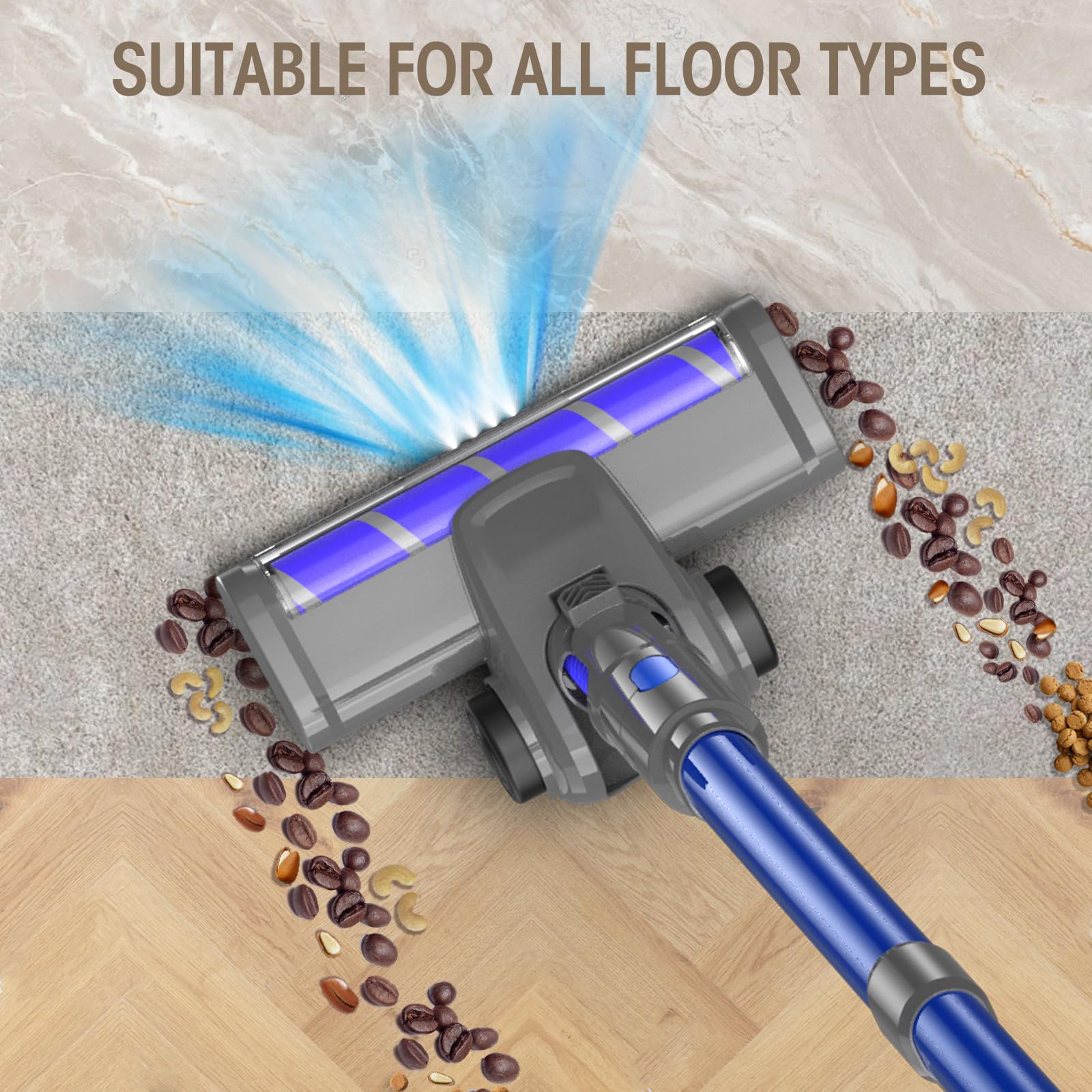 Cordless Vacuum Cleaner, 33Kpa/400W Rechargeable Stick Vacuum Cleaner With 45 Mins Runtime, 6 In 1 Lightweight Portable Handheld