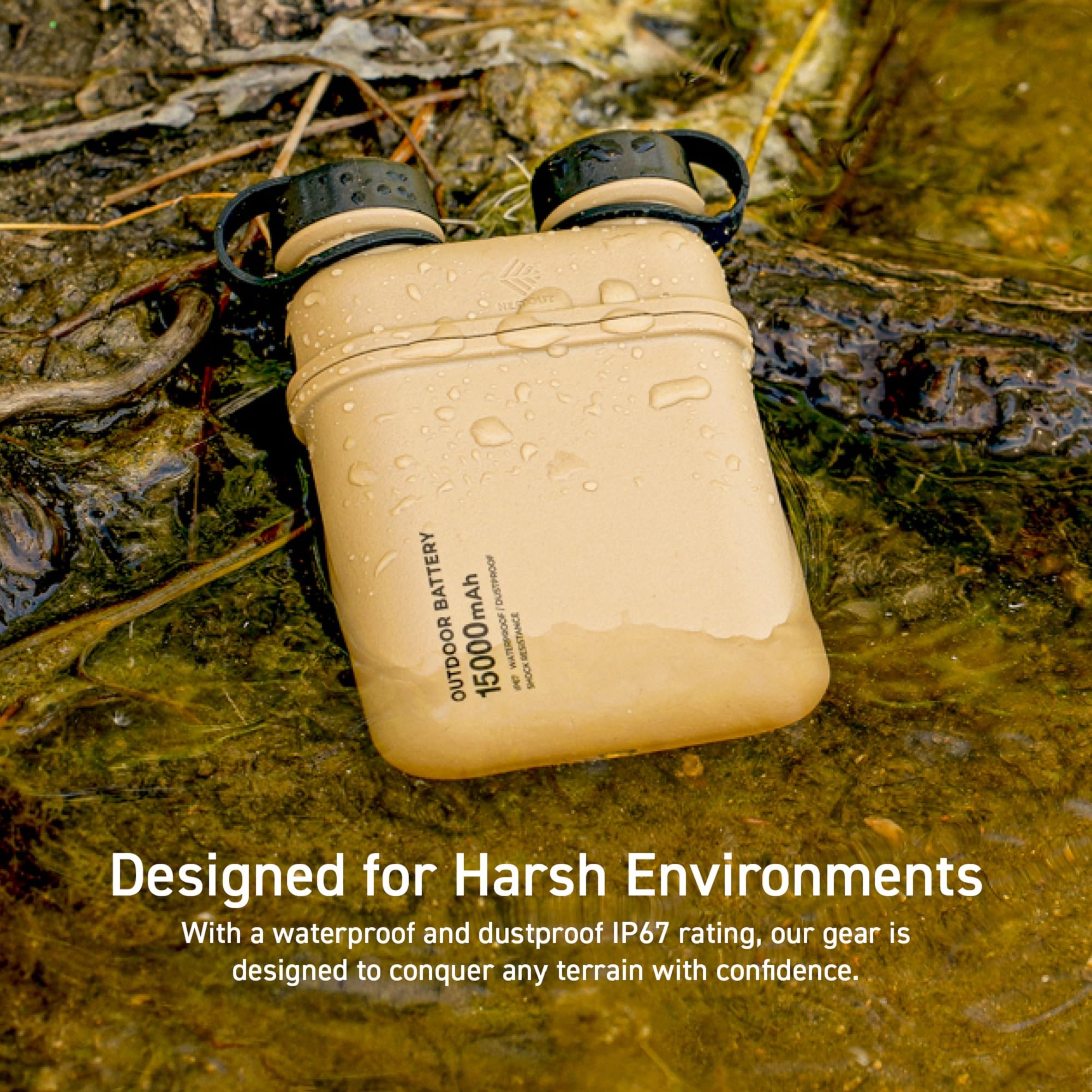 Elecom Nestout Rugged Power Bank, 15000Mah Outdoor Charger, 32W Usb C Fast Charging Pd, Waterproof Ip67, Durable Shockproof, Bat