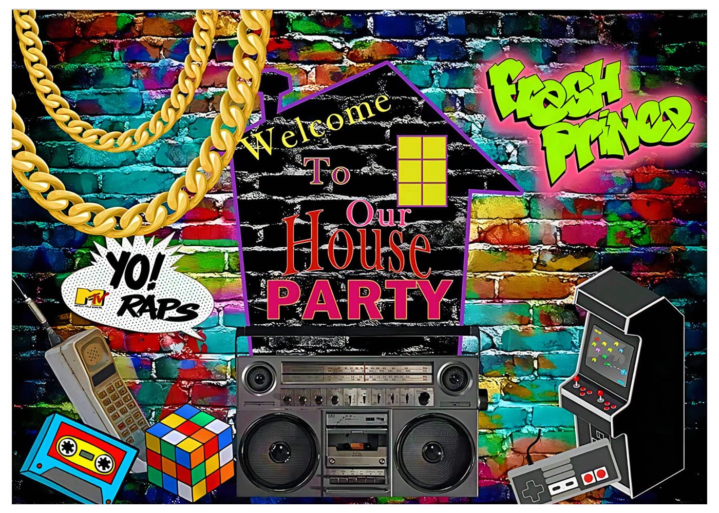 Yynxsy 80'S Party Decorations Go Back To 80'S Banners 80'S Brick Wall Background Background Decoration Photography Background 80