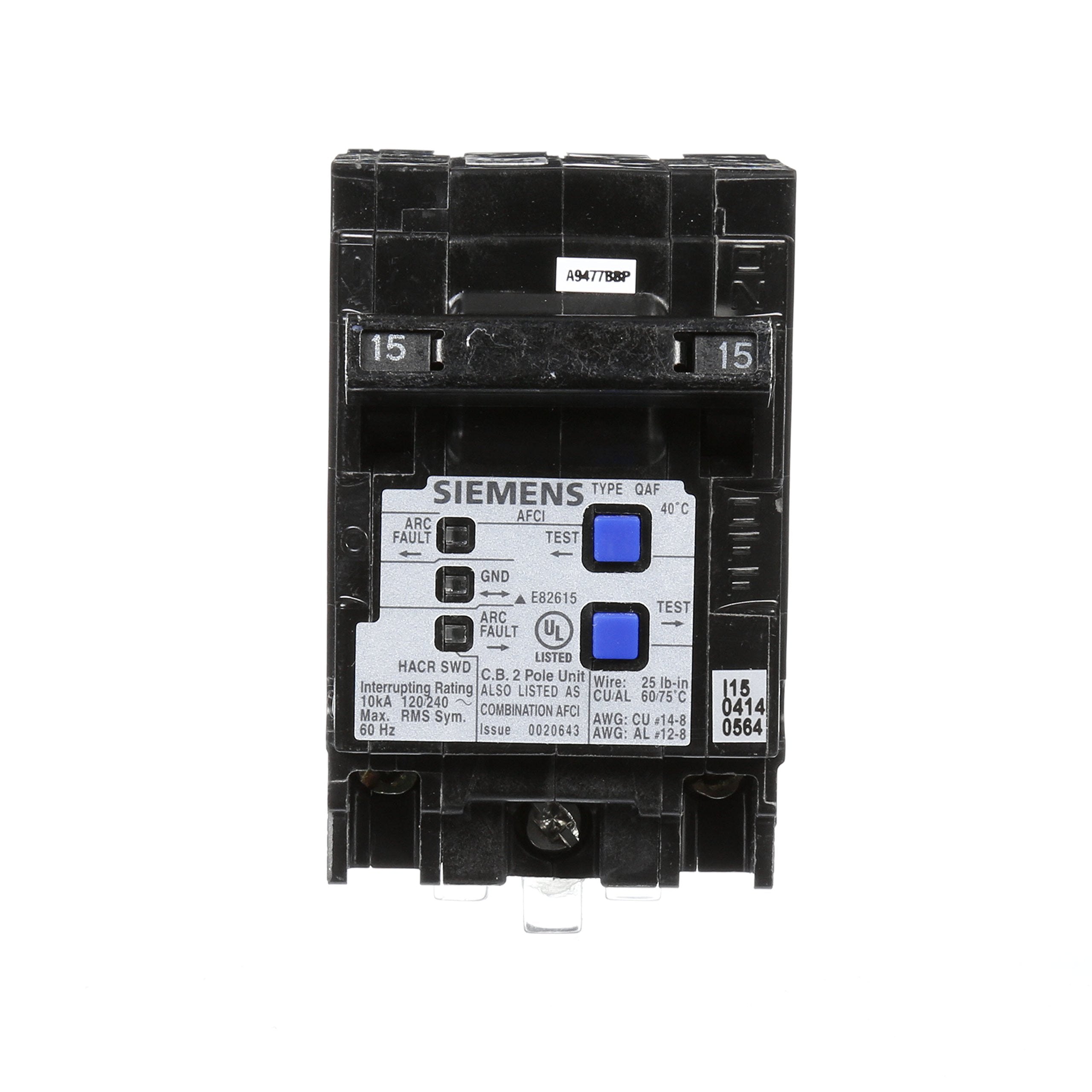 Siemens Q215Afcp 2 Pole 120 Volt Combination Type Arc Fault Circuit Interrupter