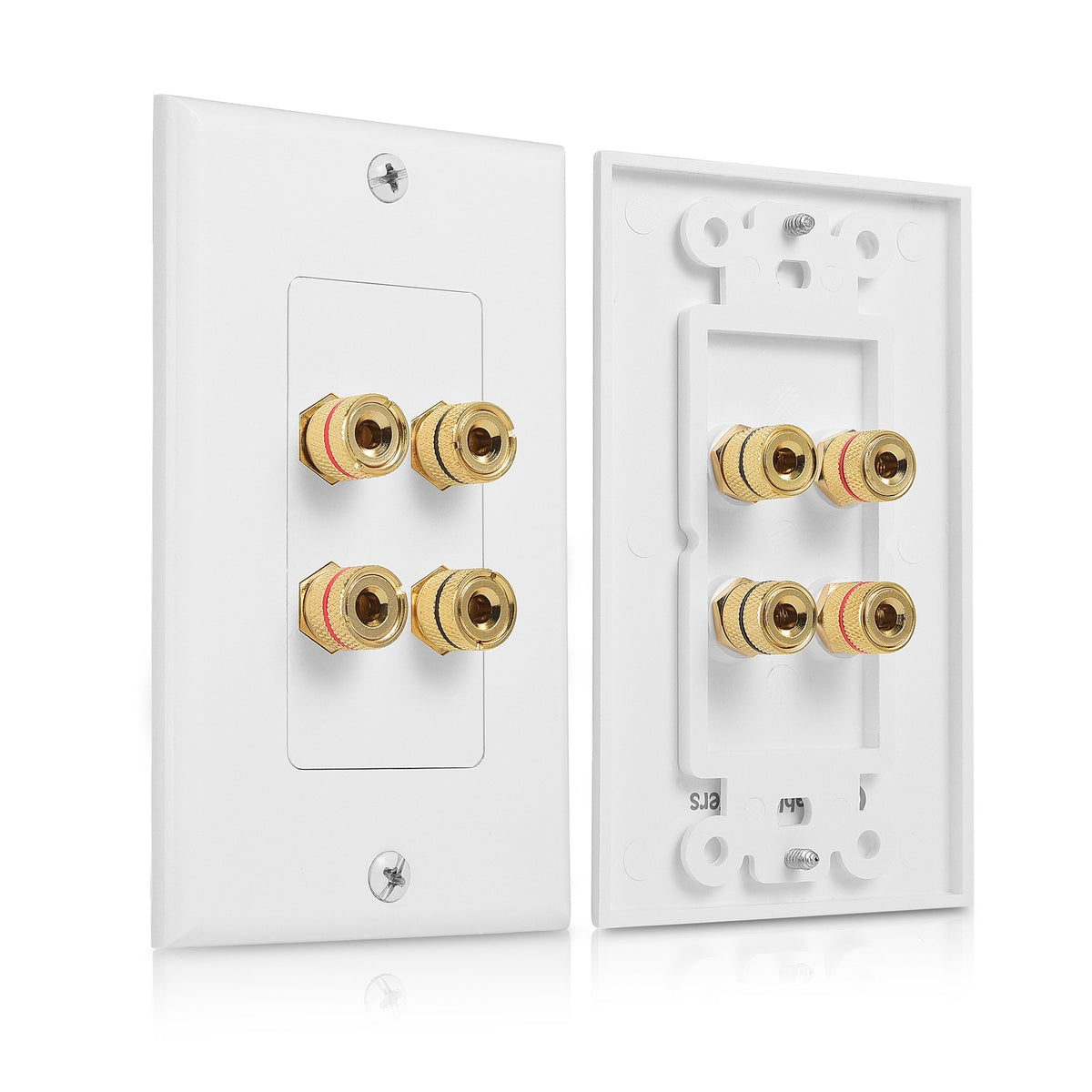Cable Matters 2-Pack Speaker Wire Wall Plate (Speaker Wall Plate, Banana Plug Wall Plate) for 2 Speakers in White