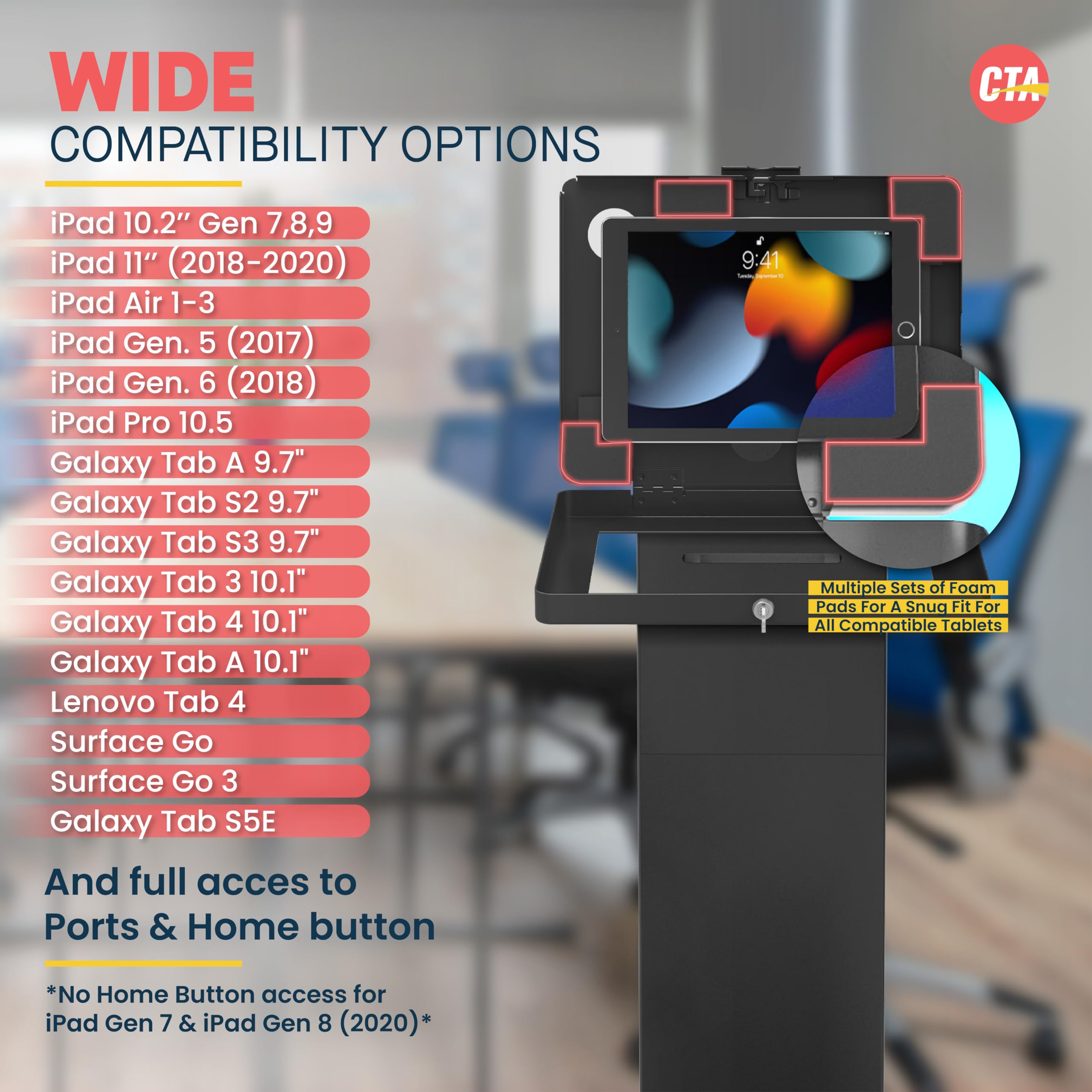 Locking Kiosk & Enclosure - Premium Locking Floor Stand Kiosk With Universal Security Enclosure - Storage And Cable Management F