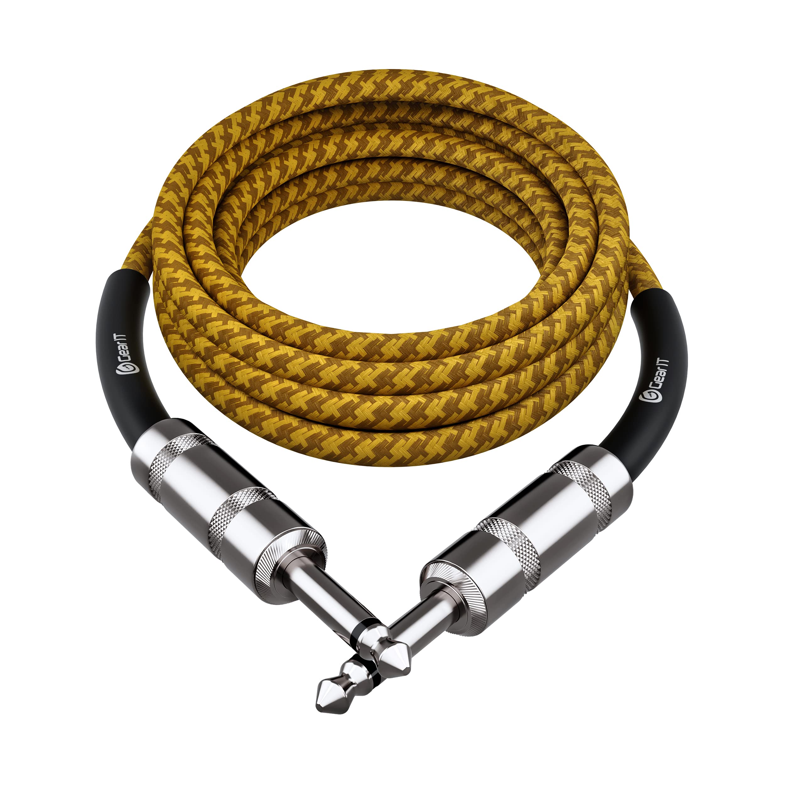 Gearit Audio Instrument Cable (10Ft) 1/4 Inch To 1/4 Inch Straight Male To Male For Amp Cord, Bass And Electric Guitar   Brown/Y