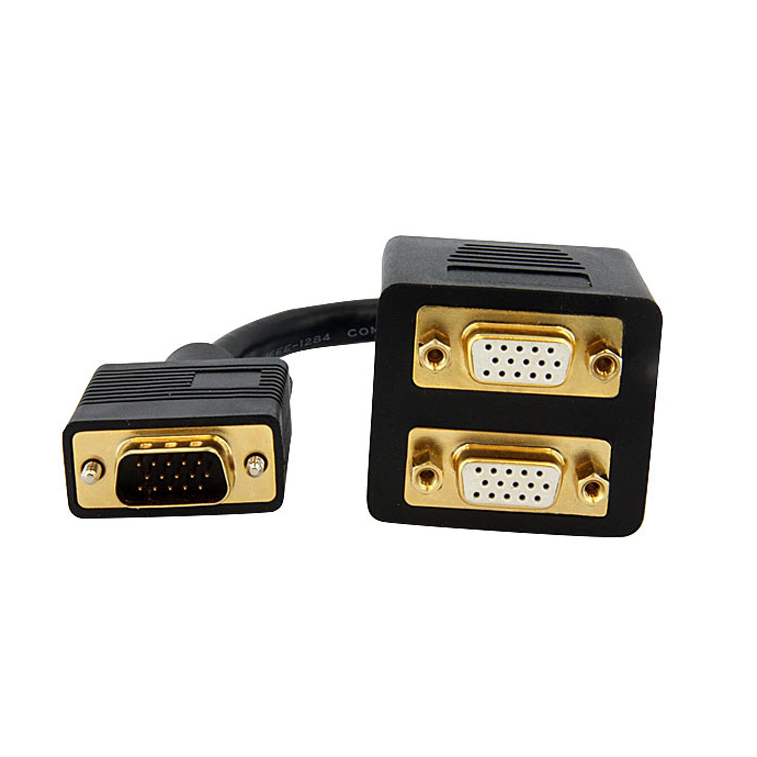 Startech.Com 1 Ft. Vga To Vga Splitter Cable   M/F Dual Monitor Video Cable Splitter (Vgaspl1Vv) Black