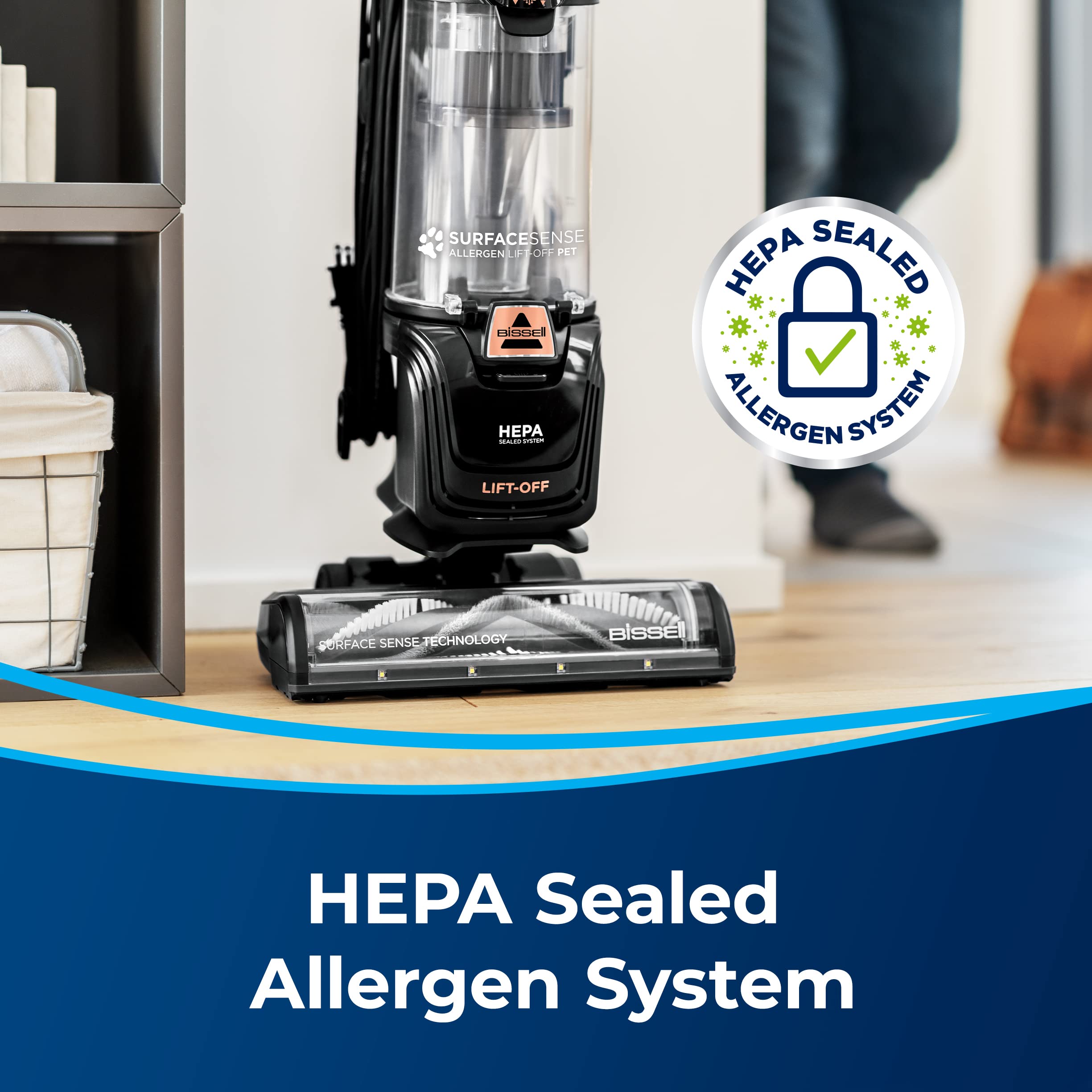 Bissell Surfacesense Allergen Lift Off Pet Upright Vacuum, With Tangle Free Multi Surface Brush Roll, Led Headlights, & Lift Off