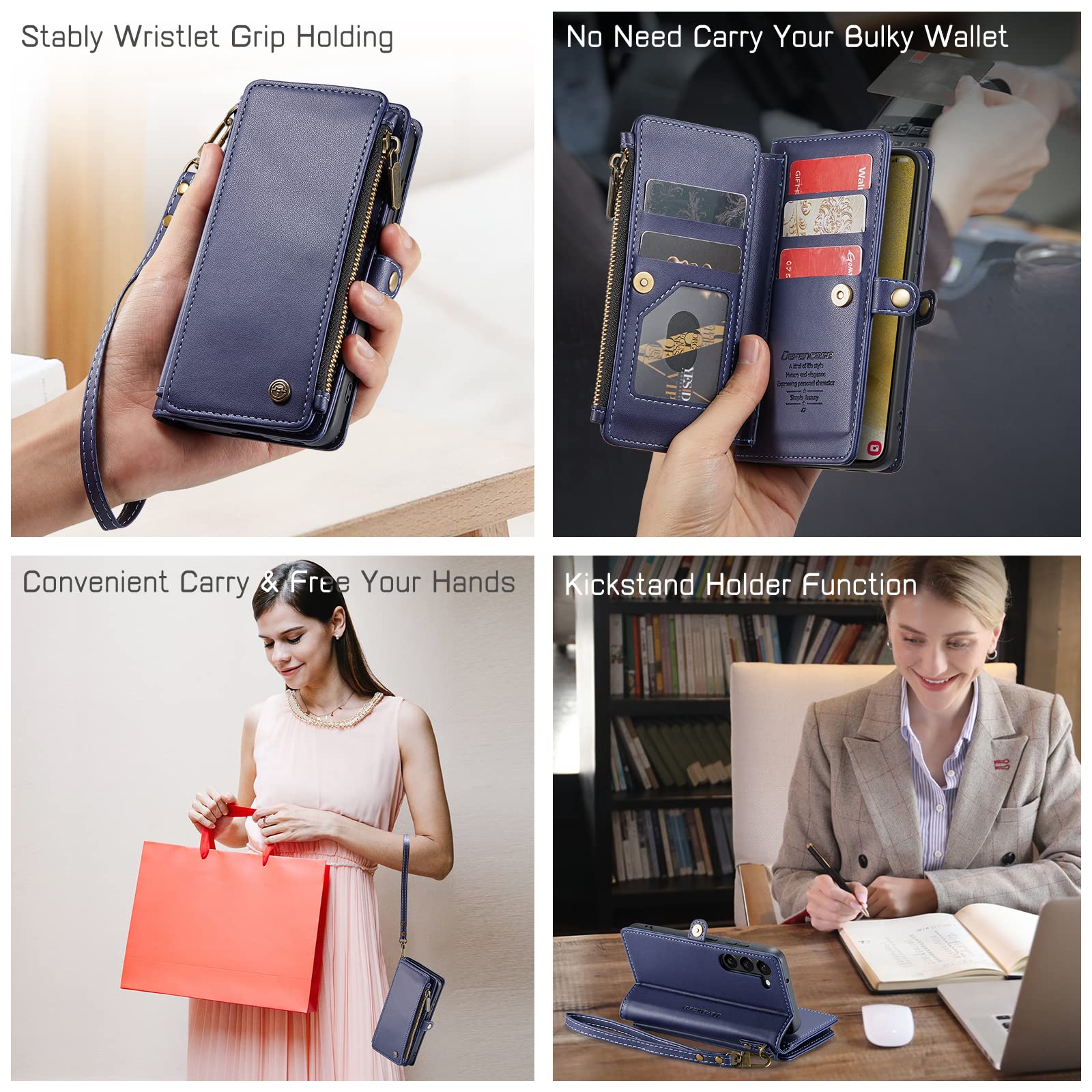 Defencase For Samsung Galaxy S23 Case, Rfid Blocking Galaxy S23 Case Wallet For Women Men With Card Holder, Durable Pu Leather M